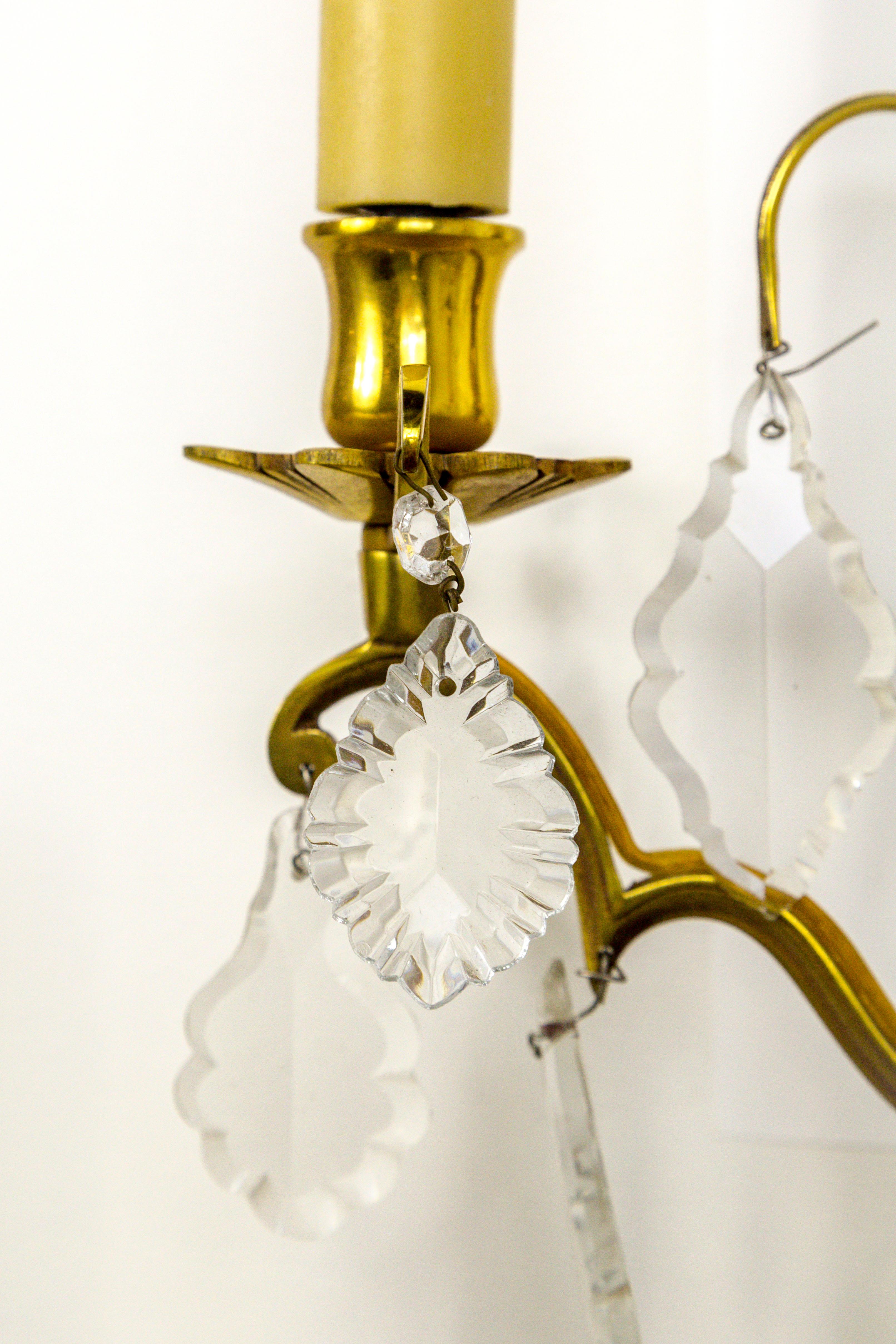Early 20th Century French Double Tier Crystal Candelabra Sconce