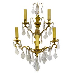 French Double Tier Crystal Candelabra Sconce