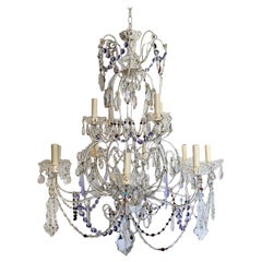 Antique French Double-Tier Crystal Chandelier
