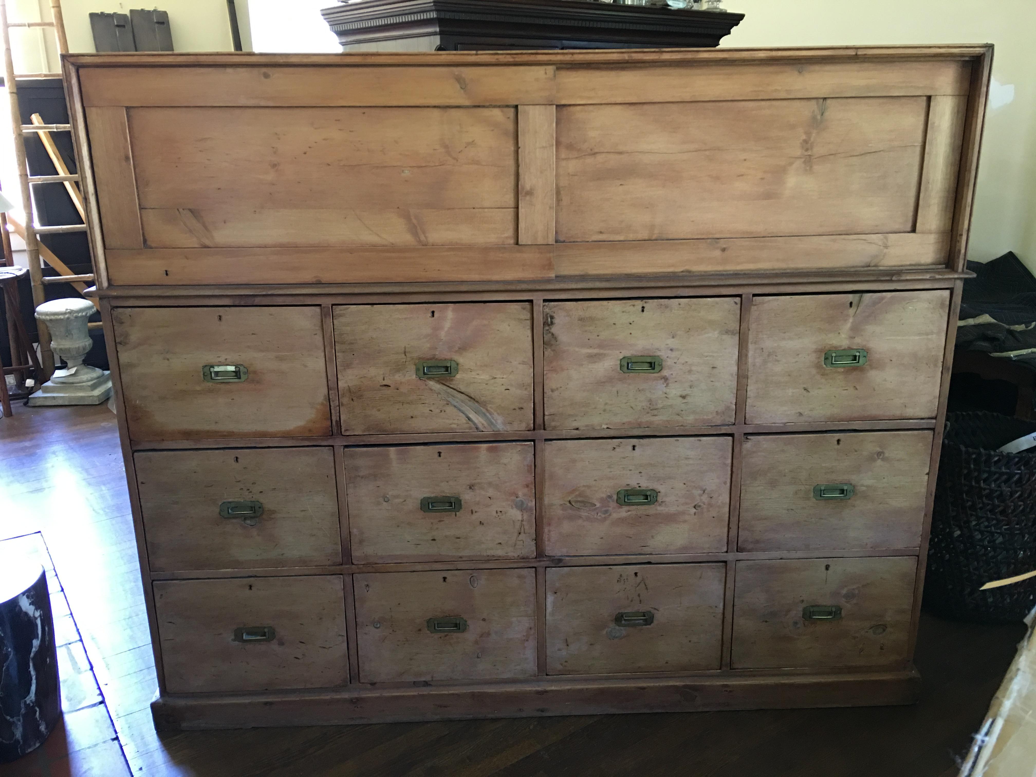 French Drapery Makers Campaign Cabinet, circa 1900s In Good Condition In Savannah, GA