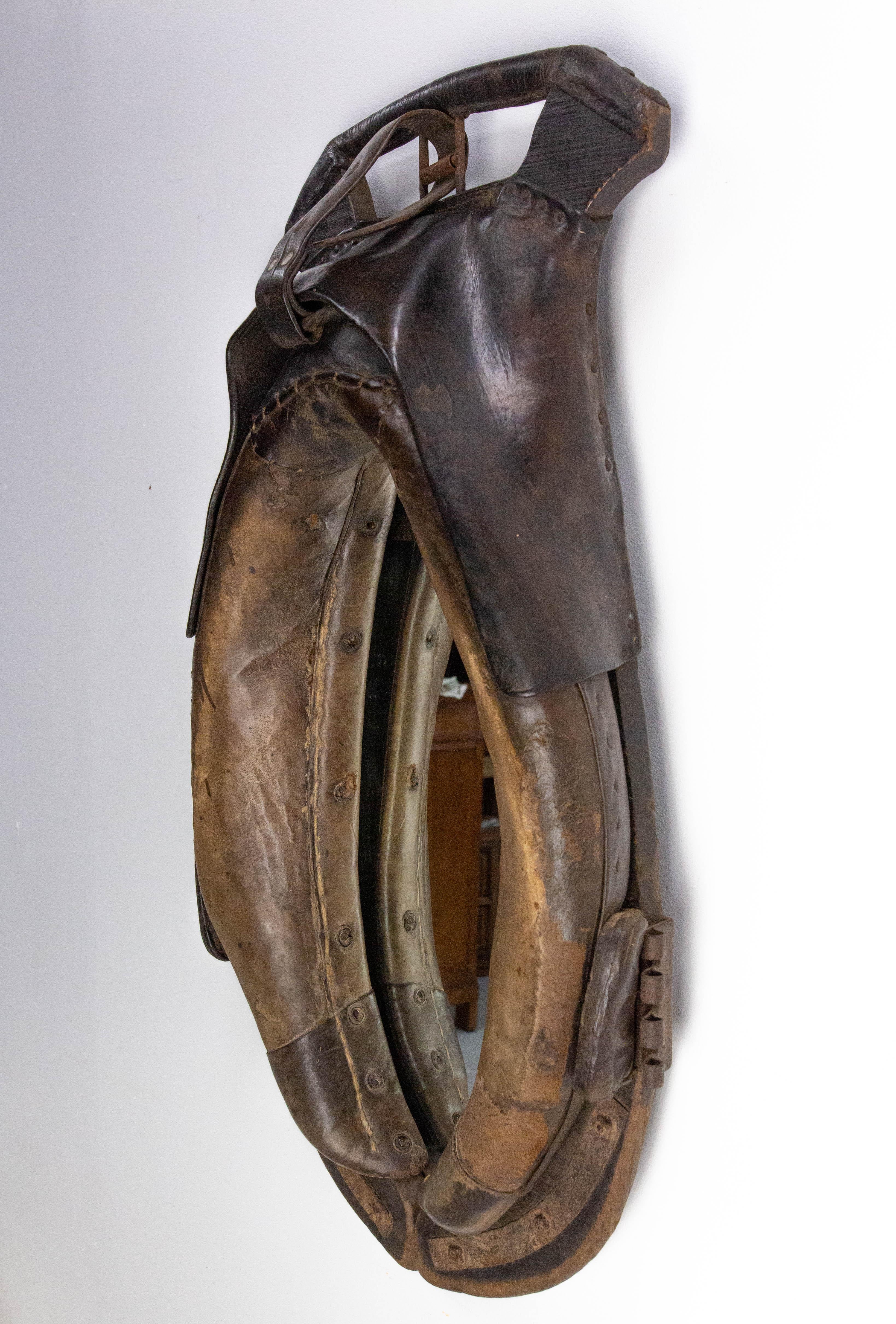 French Draught Horse Yoke Collar Mirror, Late 19th Century In Good Condition For Sale In Labrit, Landes