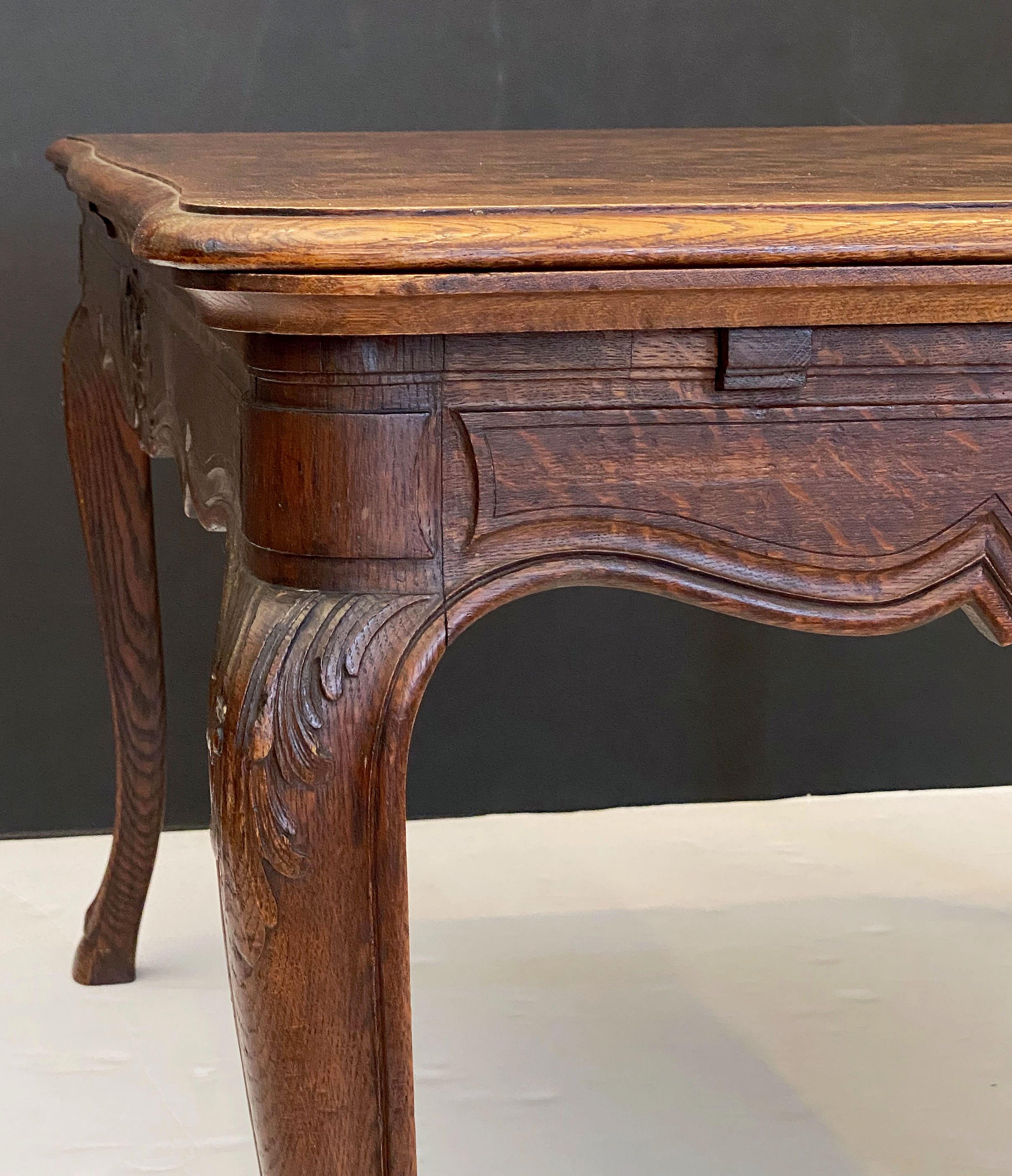 French Draw-Leaf Dining Table of Oak with Parquetry Top 13