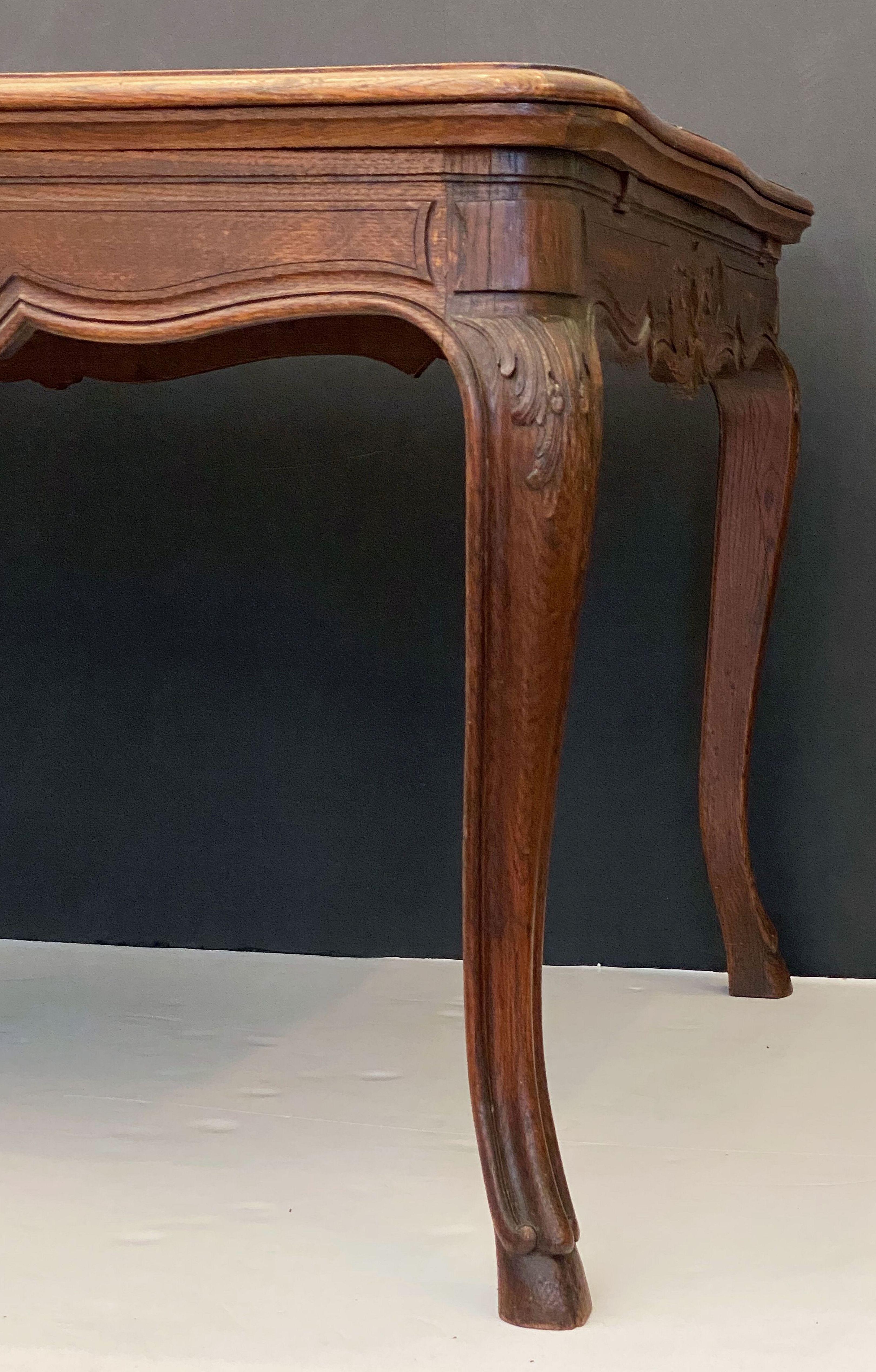 French Draw-Leaf Dining Table of Oak with Parquetry Top 15