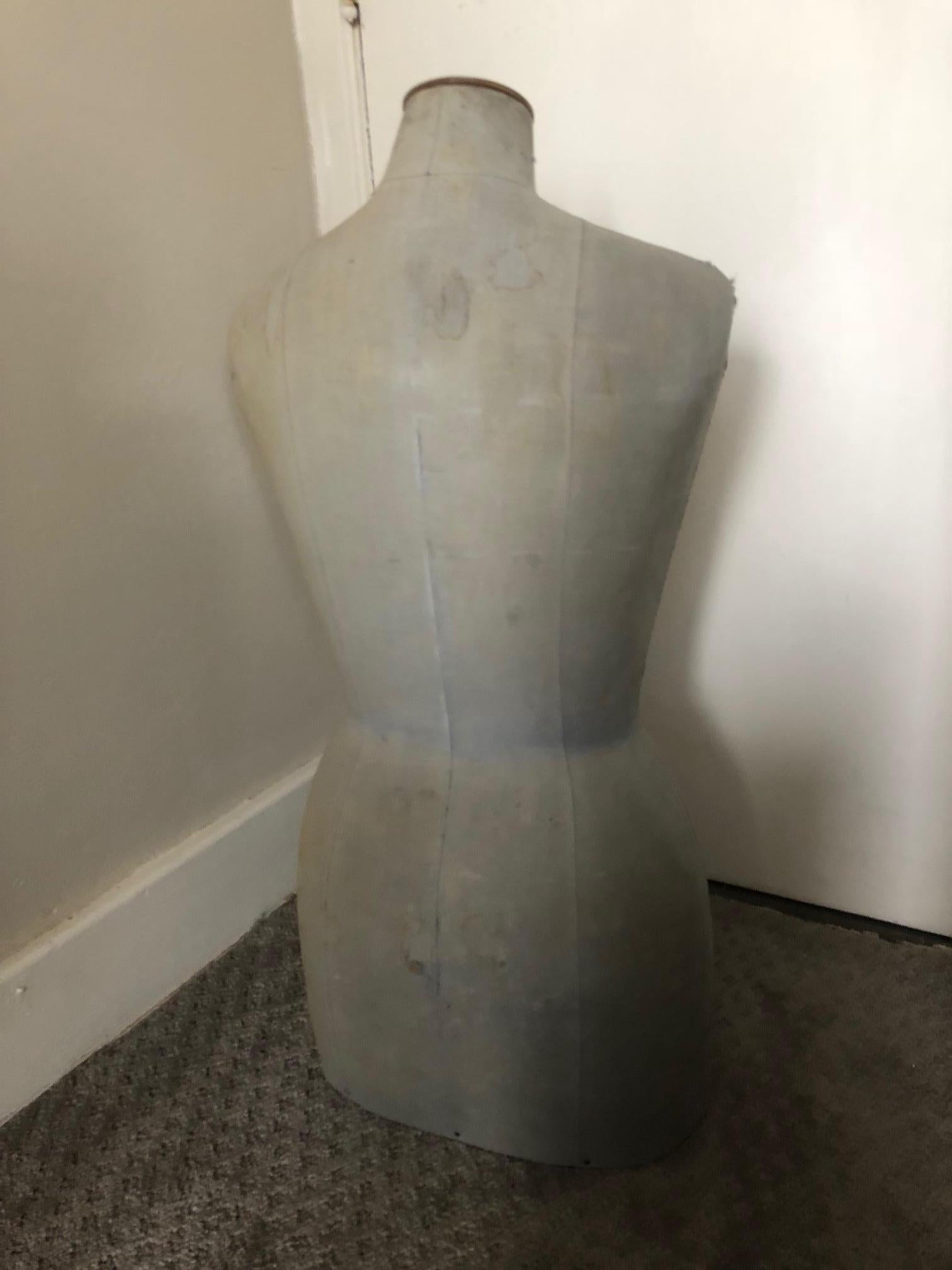 French Dress Form Bust from Paris Opera Costuming in Light Blue Denim Color In Good Condition For Sale In Madison, WI
