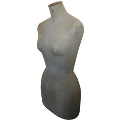 French Dress Form Bust from Paris Opera Costuming in Light Blue Denim Color