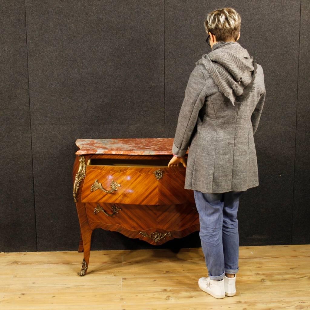 French Dresser in Inlaid Wood with Marble-Top in Louis XV Style 20th Century 7