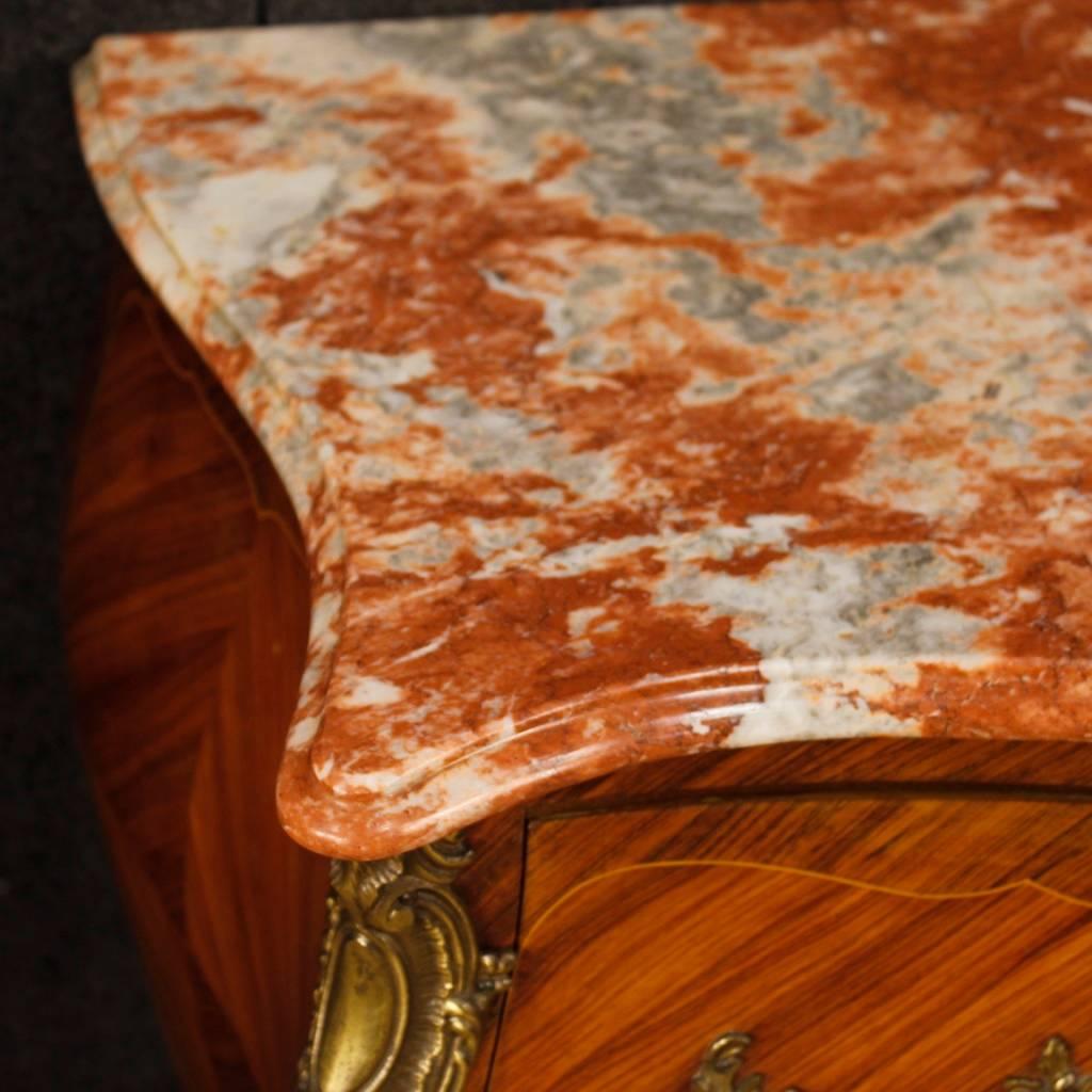 French Dresser in Inlaid Wood with Marble-Top in Louis XV Style 20th Century In Good Condition In Vicoforte, Piedmont