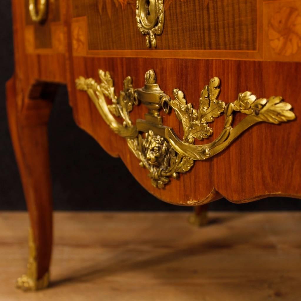French Dresser in Inlaid Wood with Marble Top in Louis XV Style 20th Century 1