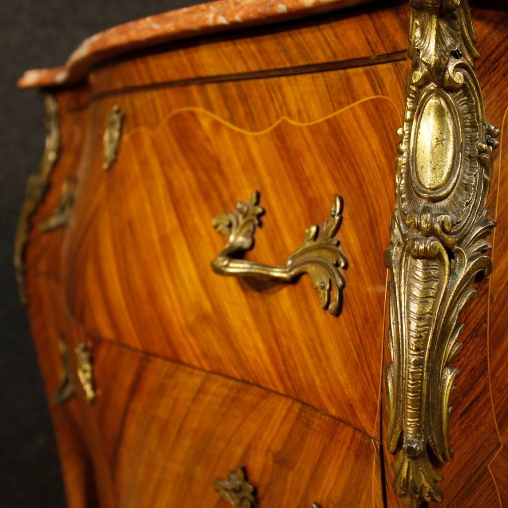 French Dresser in Inlaid Wood with Marble-Top in Louis XV Style 20th Century 3