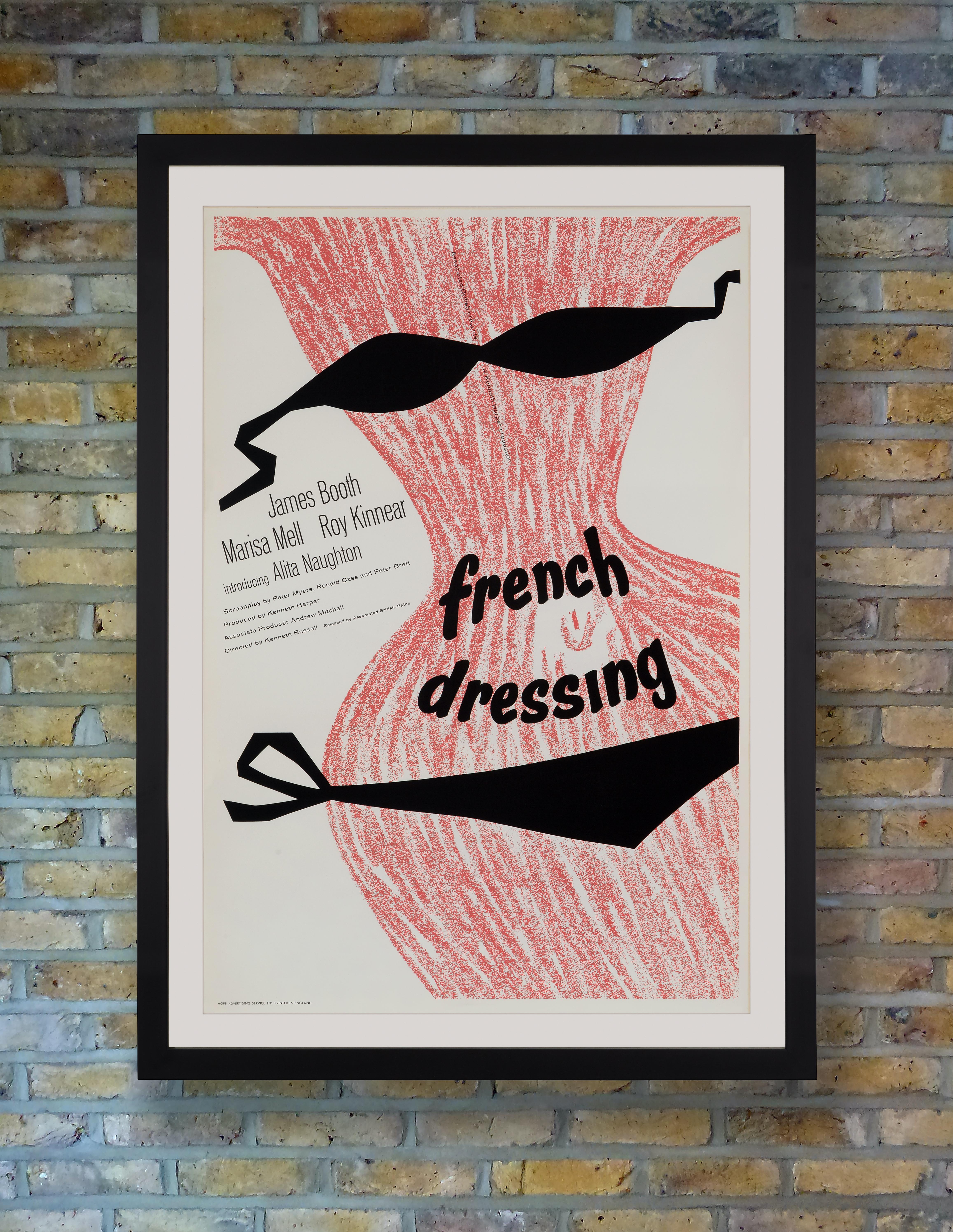 A rare British one sheet for the 1964 British seaside sex comedy 'French Dressing,' starring James Booth, Roy Kinnear and Marisa Mell. Marking the directorial debut of enfant terrible Ken Russell, the film centred around a seedy seaside resort's