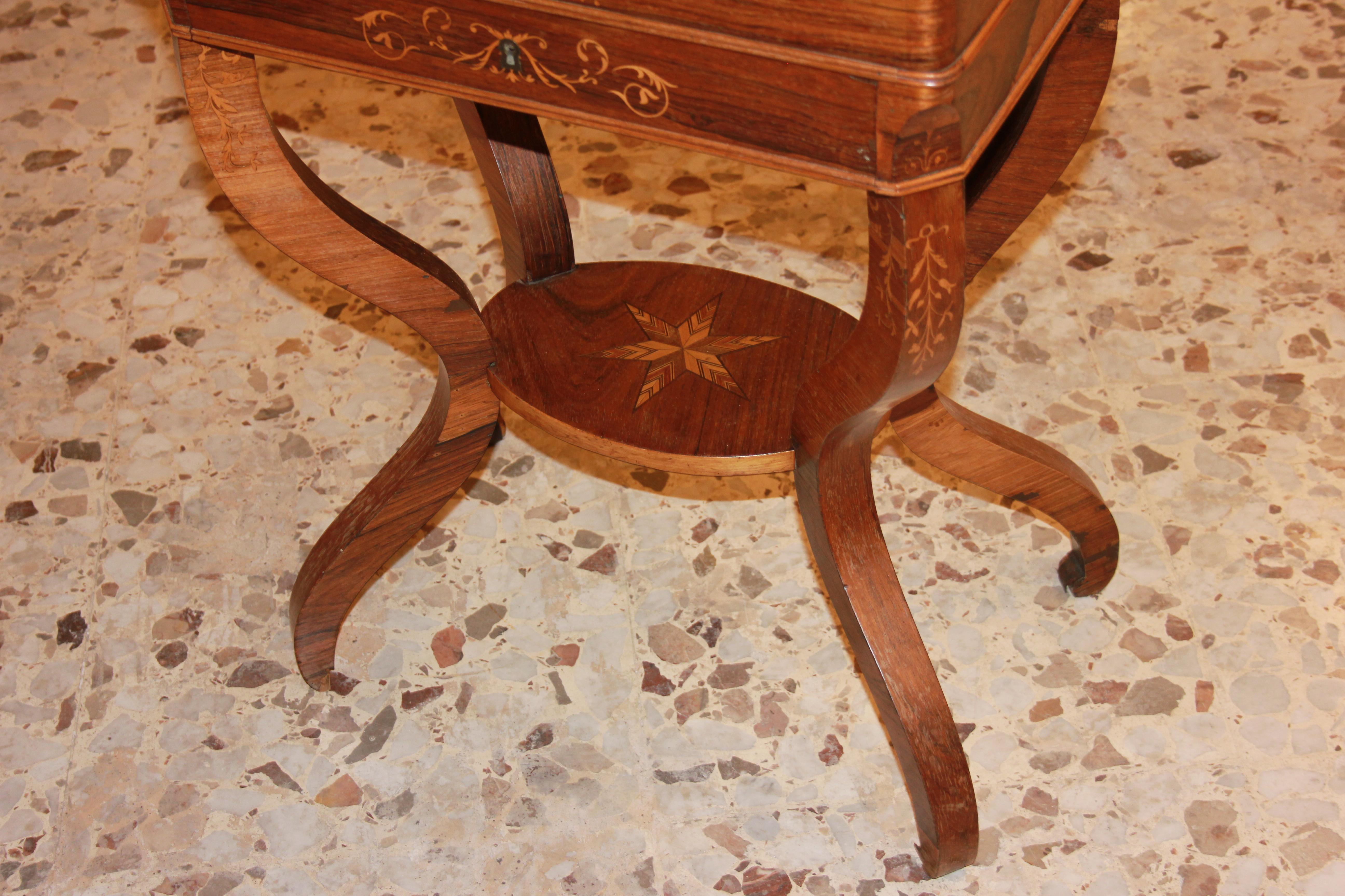 Charles X French dressing table style charles x in rosewood adorned with rich inlays  For Sale