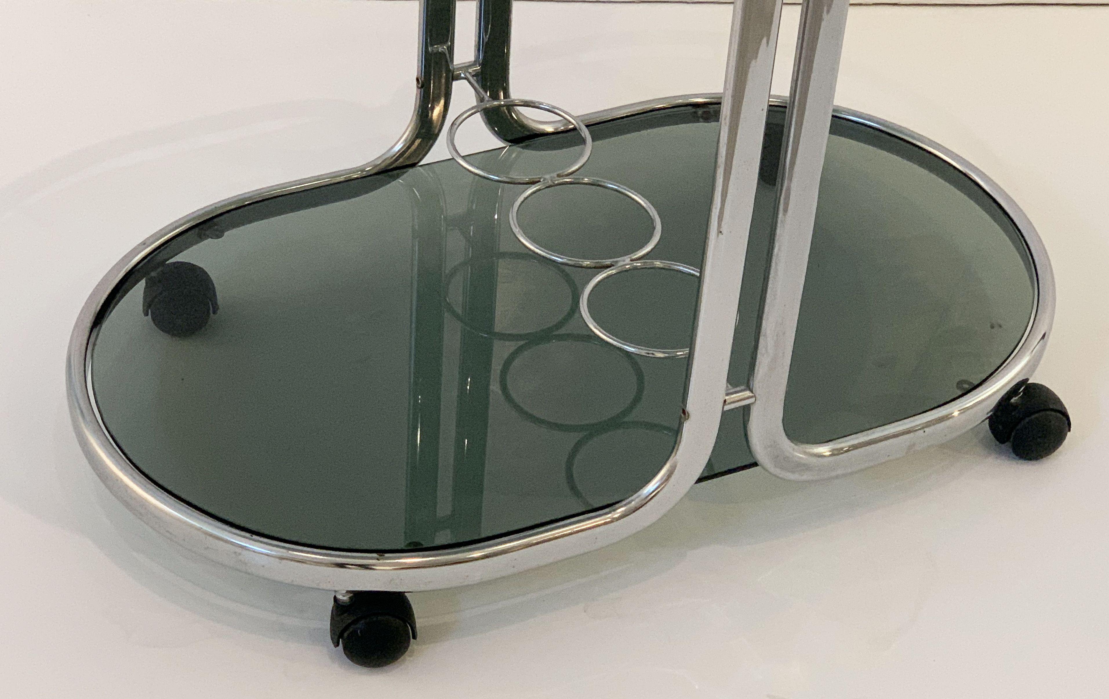 French Drinks Cart of Chrome and Smoked Glass 6