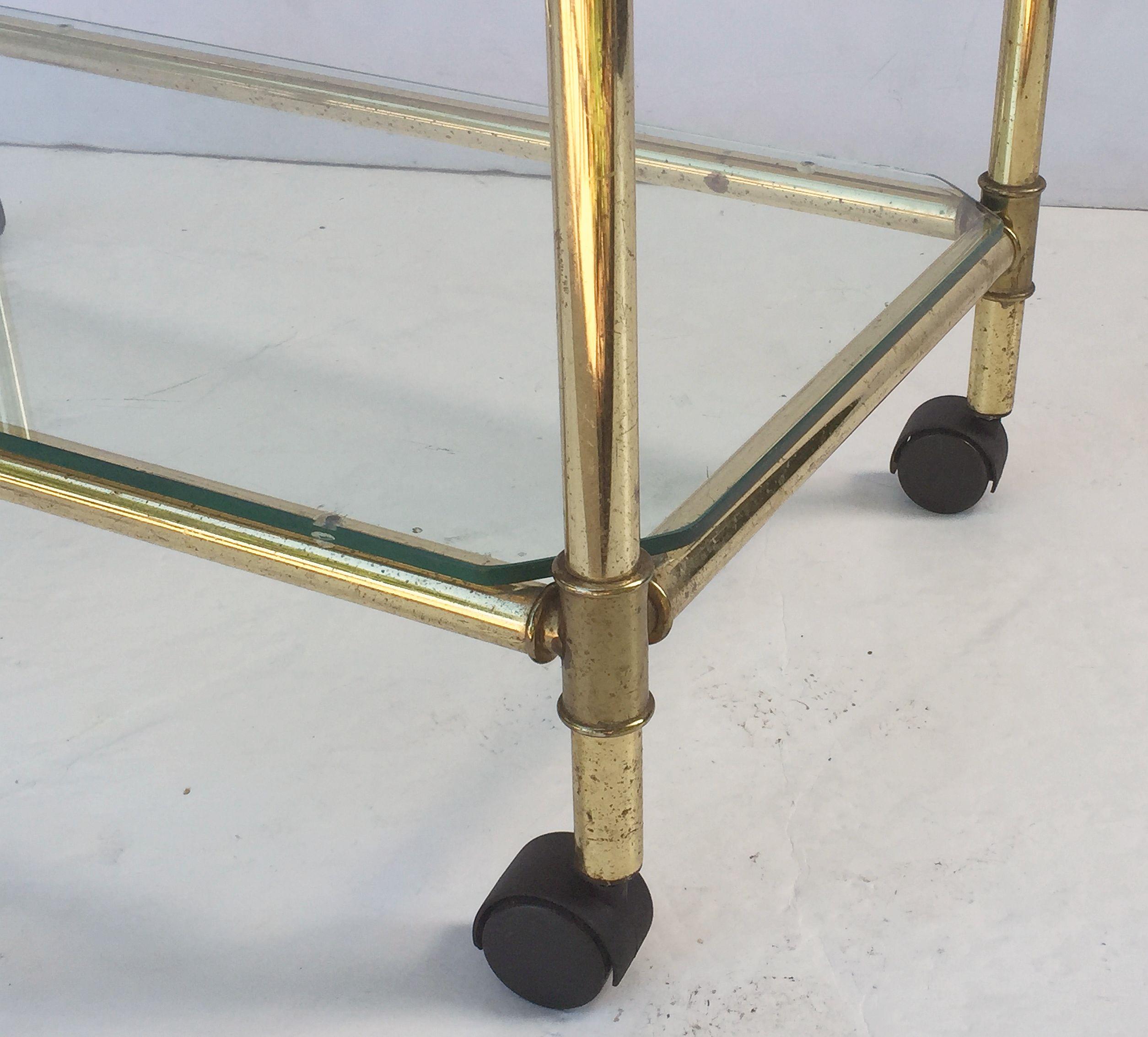 French Drinks Cart or Trolley of Brass and Glass 4
