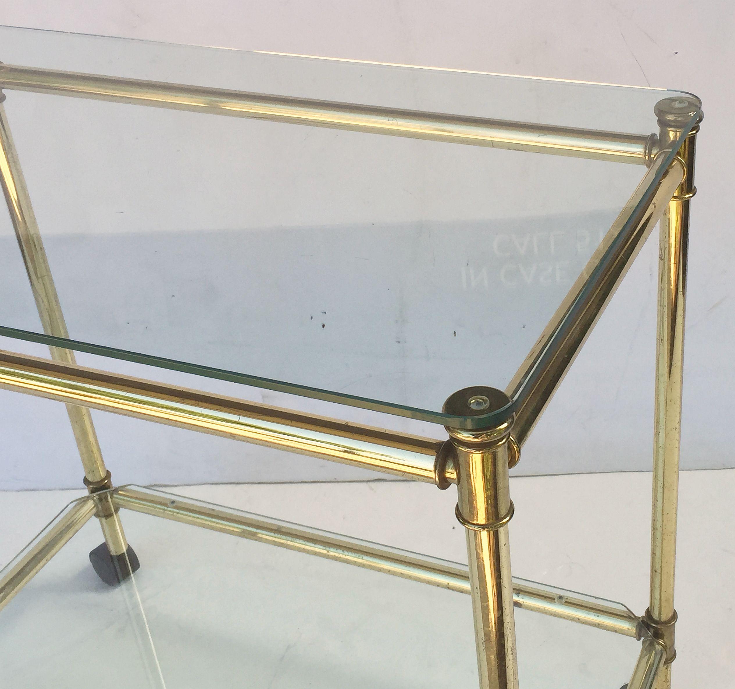 French Drinks Cart or Trolley of Brass and Glass 2