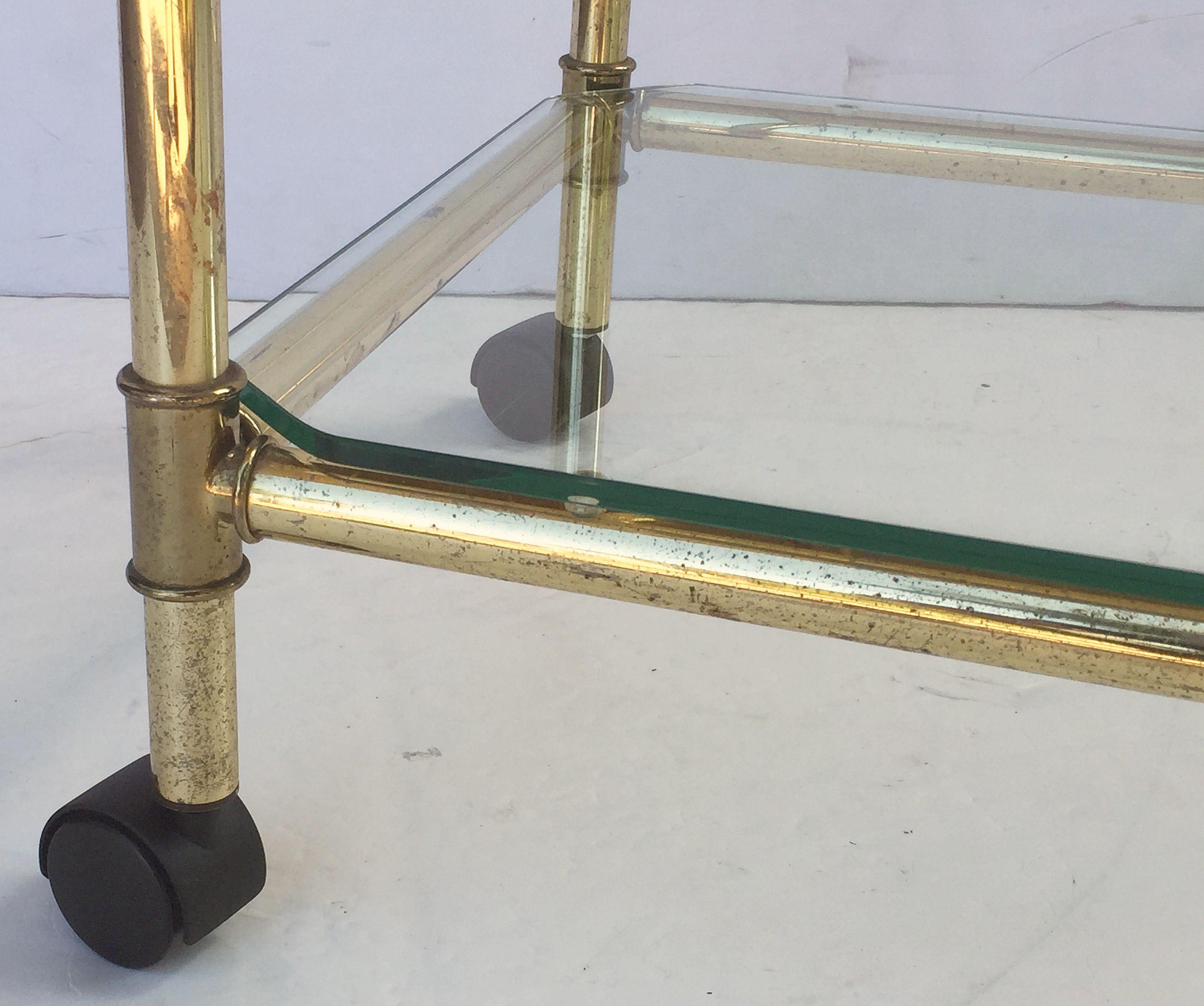 French Drinks Cart or Trolley of Brass and Glass 3