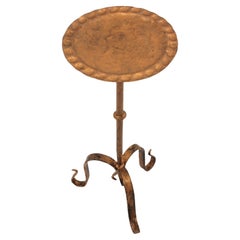 French Drinks or Side Table  / Martini Table in  Gilt Iron, 1940s