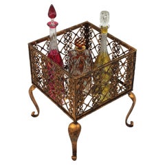 French Drinks Stand Dry Bar in Gilt Wrought Iron