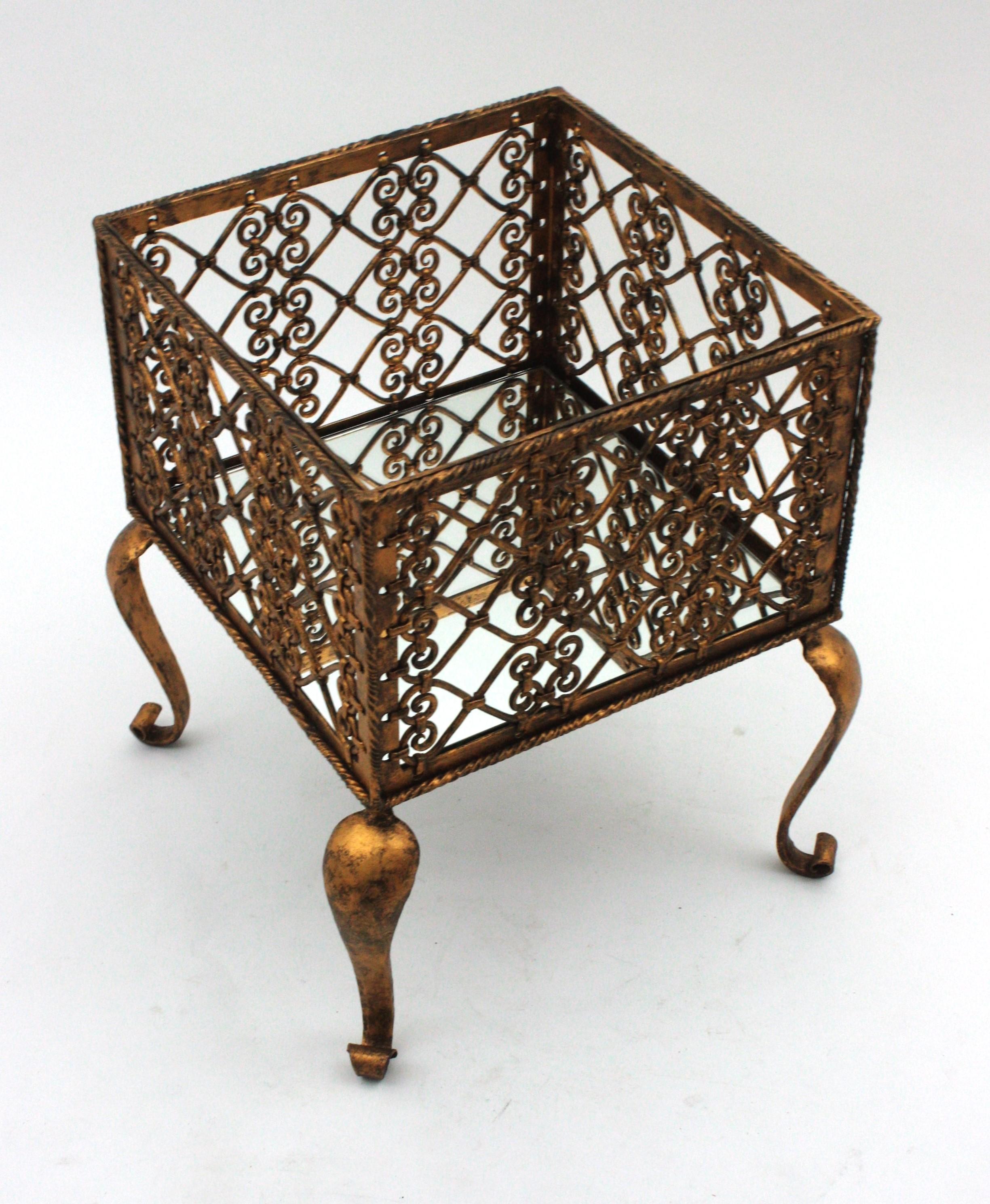 Forged French Drinks Stand Dry Bar in Gilt Wrought Iron  For Sale