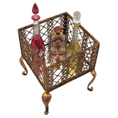 French Drinks Stand Dry Bar in Gilt Wrought Iron 