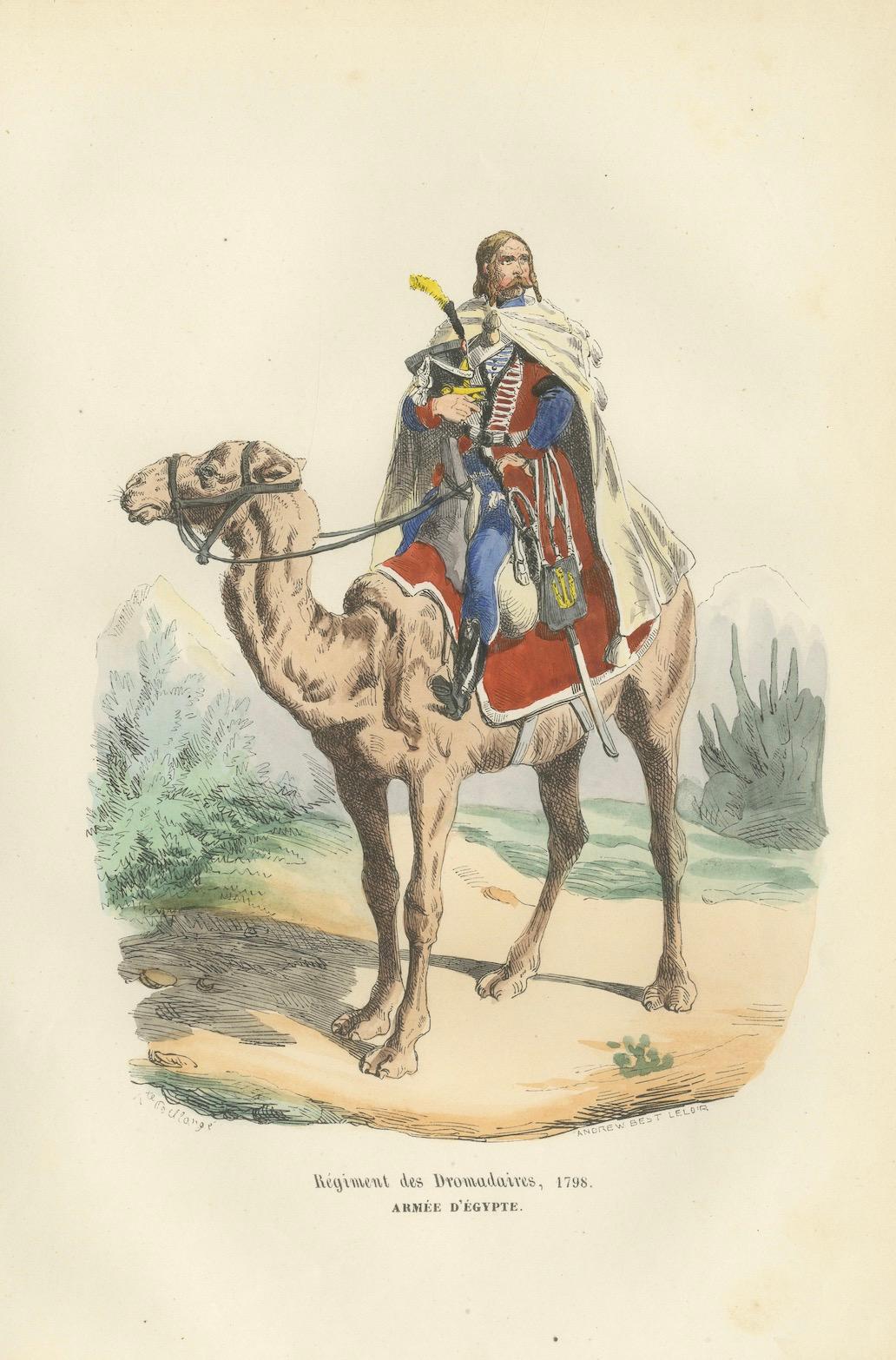 French Dromedary Regiment 1798, Napoleon Egypt Campaign Military Print, 1843