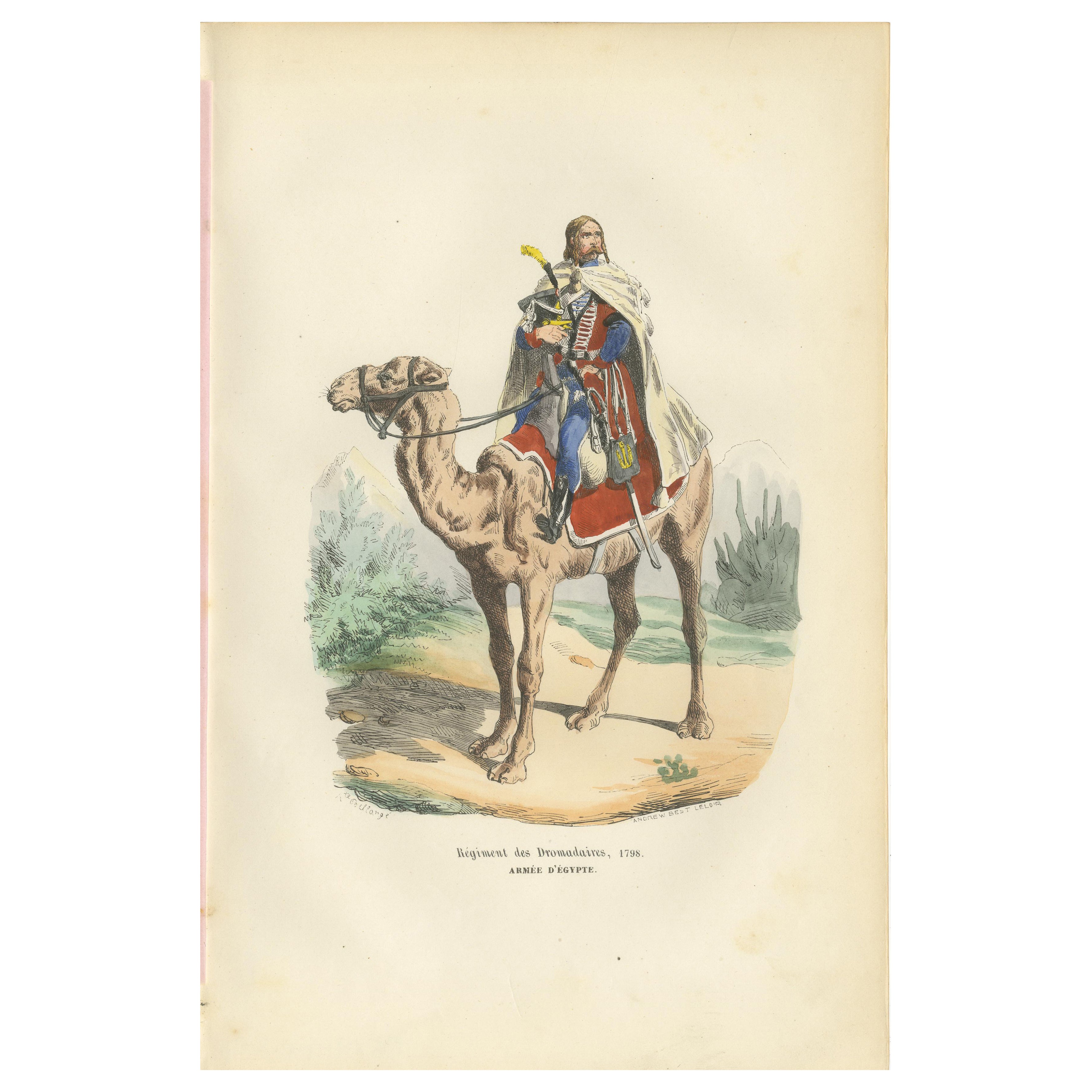 French Dromedary Regiment 1798, Napoleon Egypt Campaign Military Print, 1843