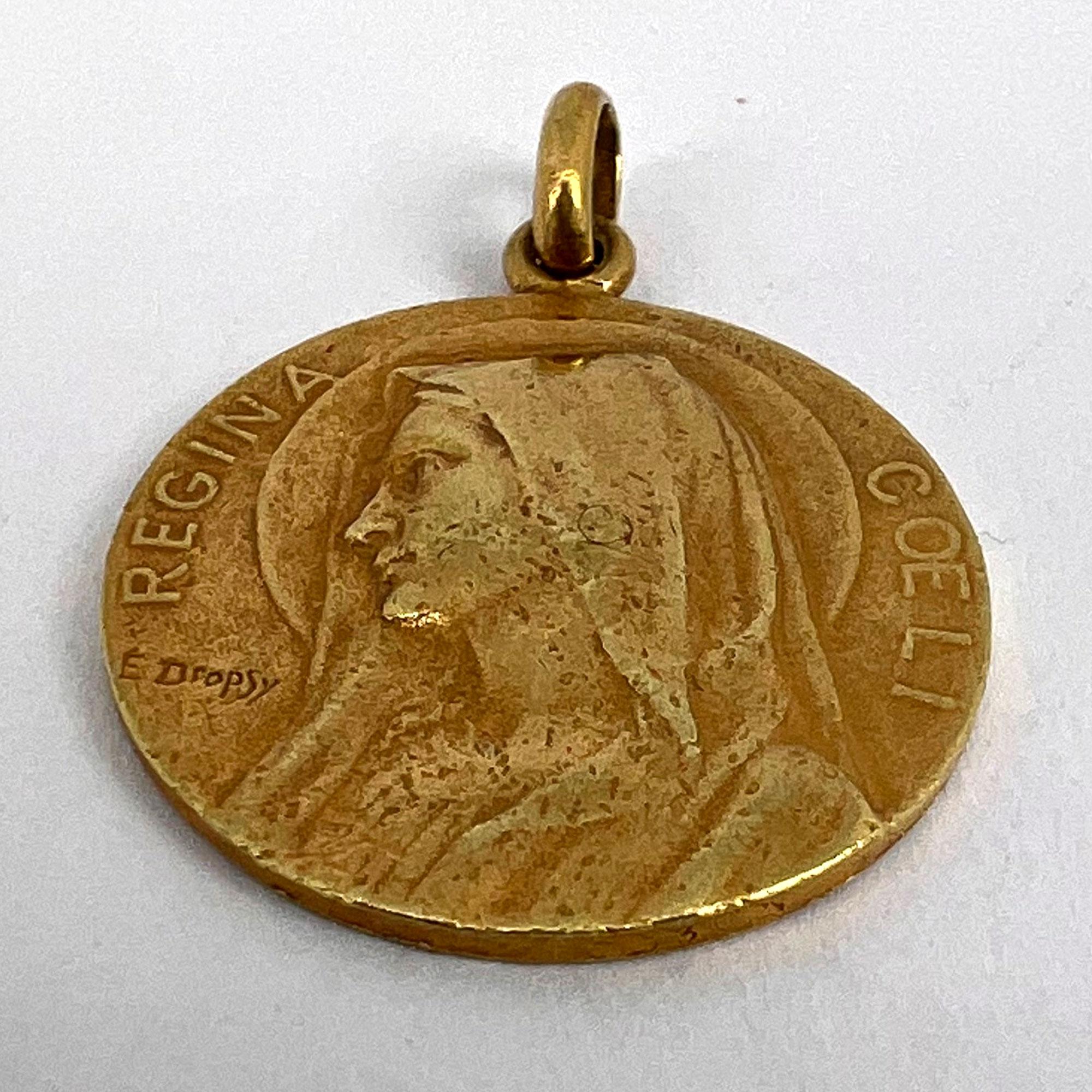 Pendentif breloque française en forme de Vierge Marie en or jaune 18 carats en vente 9