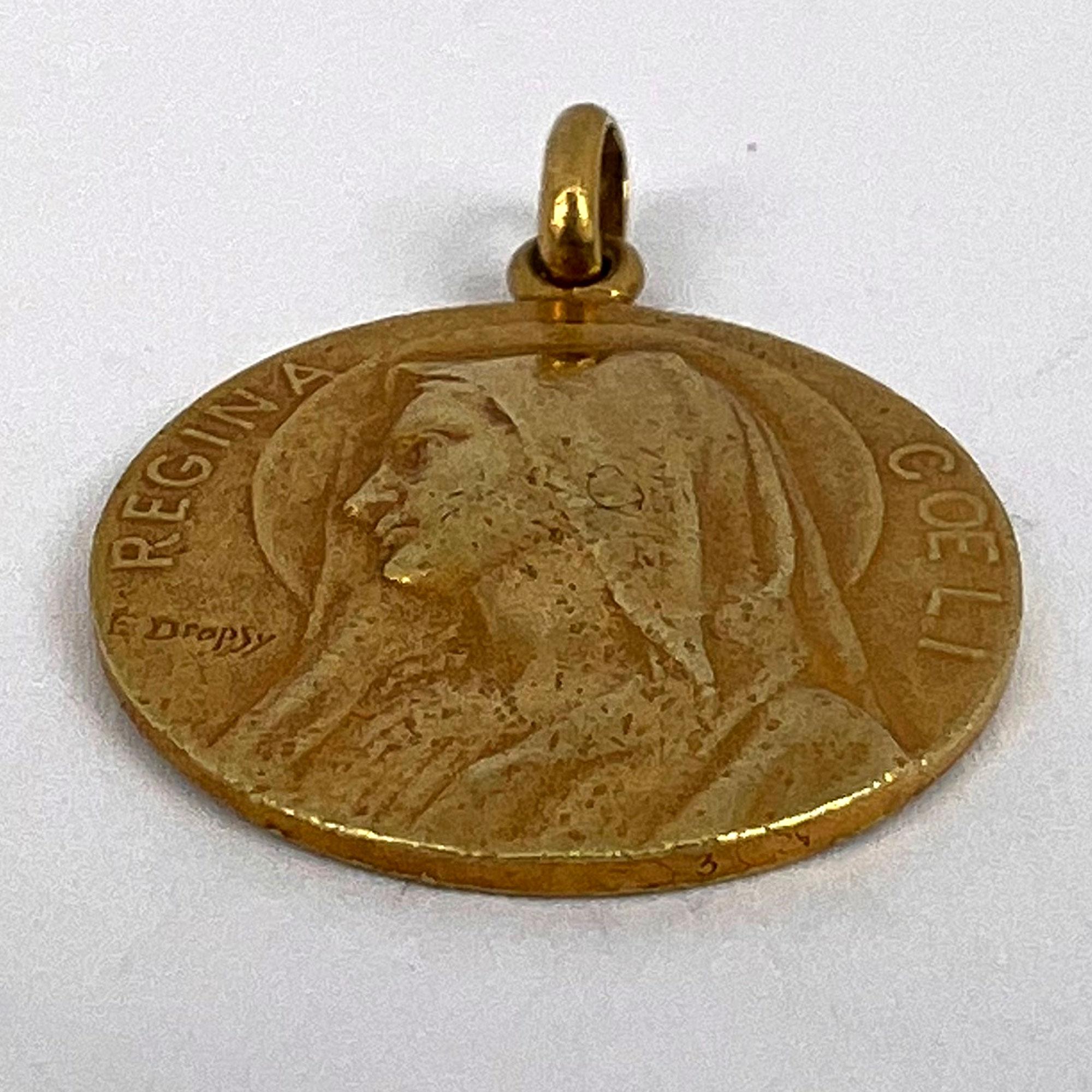 Pendentif breloque française en forme de Vierge Marie en or jaune 18 carats en vente 10