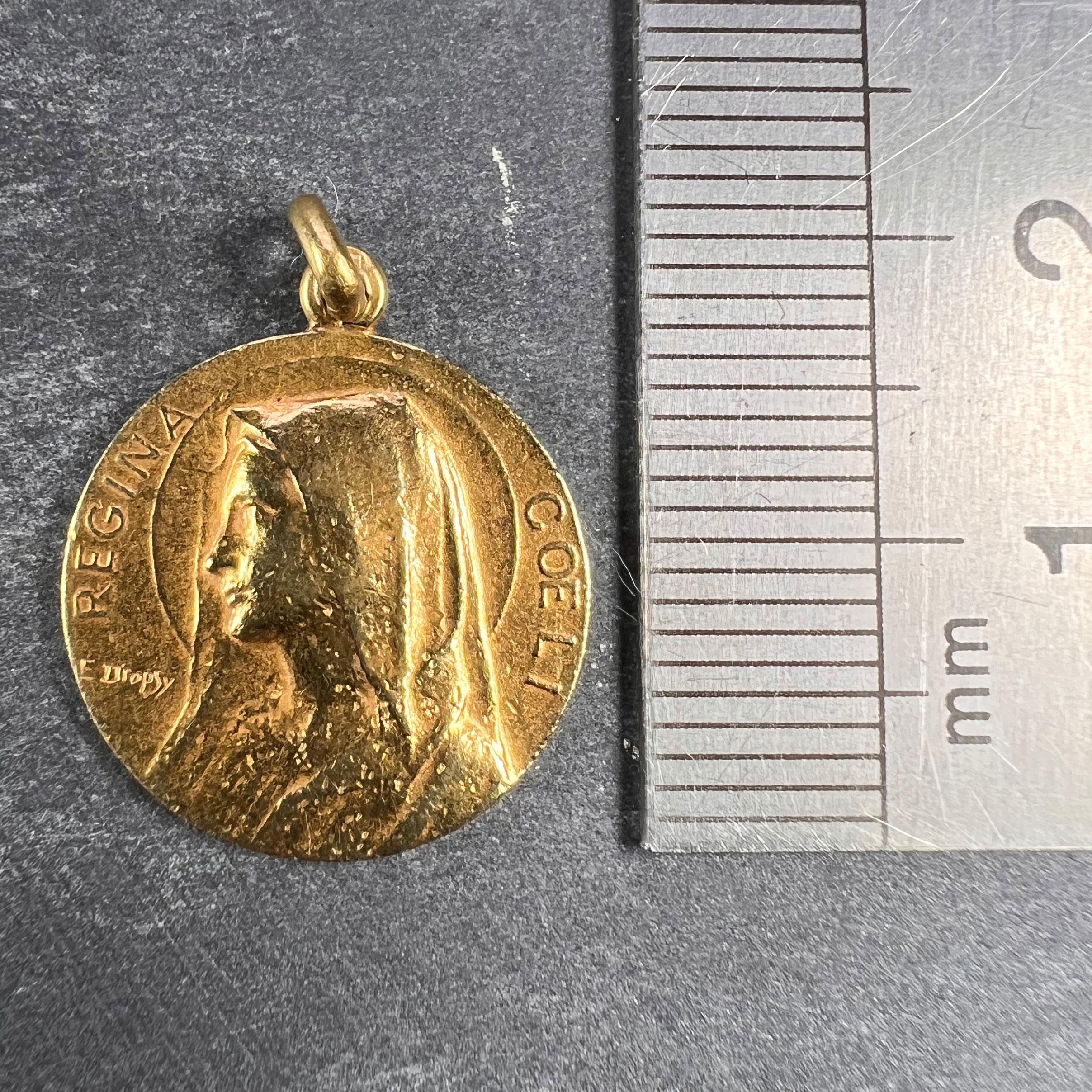 French Dropsy 18k Yellow Gold Virgin Mary Charm Pendant For Sale 5
