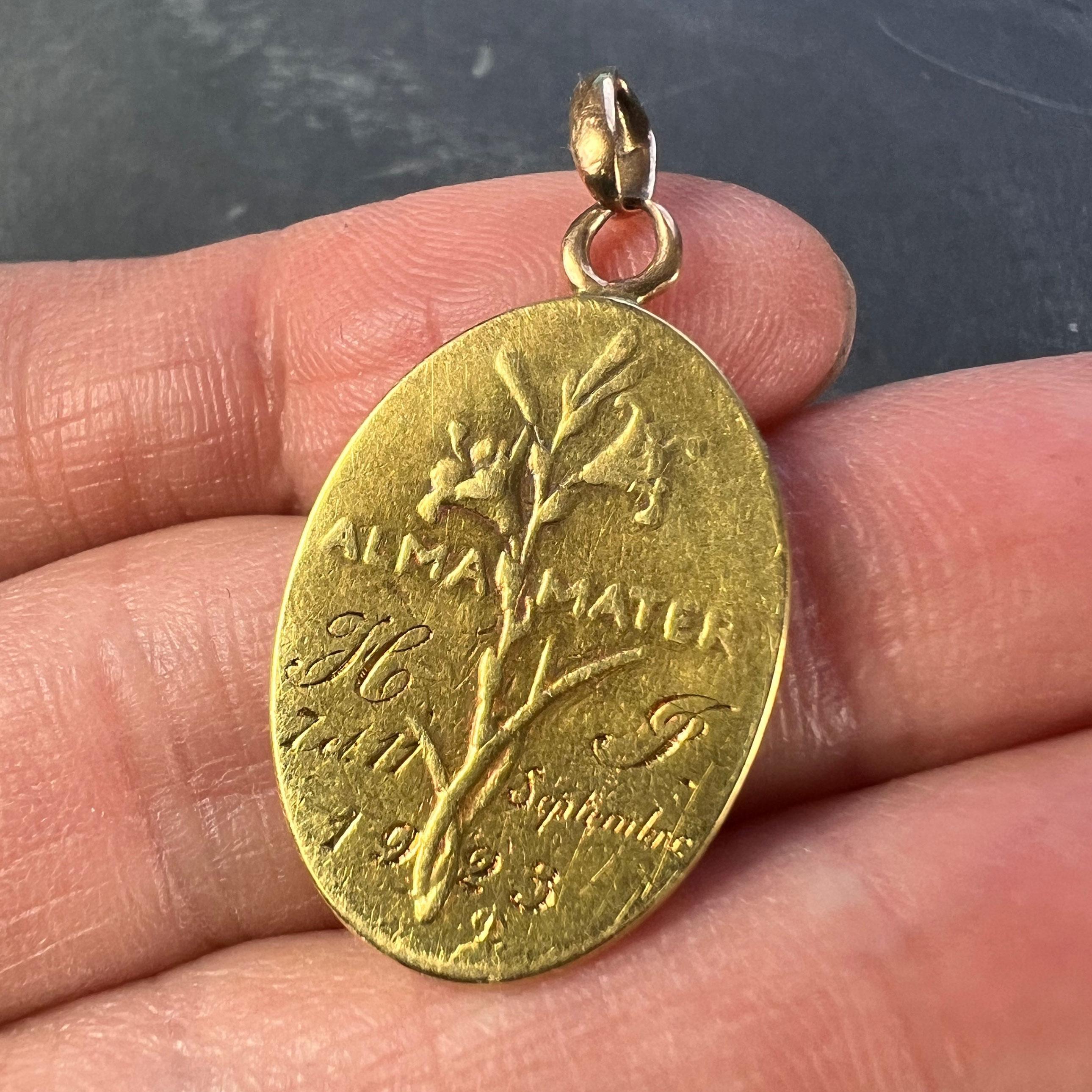 French Dropsy Madonna and Child 18k Yellow Gold Charm Pendant For Sale 2