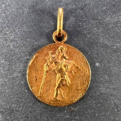 Pendentif en or jaune 18k avec breloque French Dropsy Saint Christopher