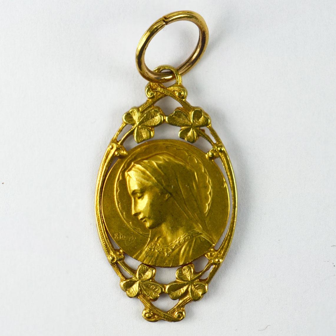 Women's French Dropsy Virgin Mary 18K Yellow Gold Charm Pendant