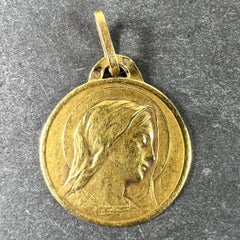 Pendentif en or jaune 18K avec breloque en forme de médaille de la Vierge de Dropsy française