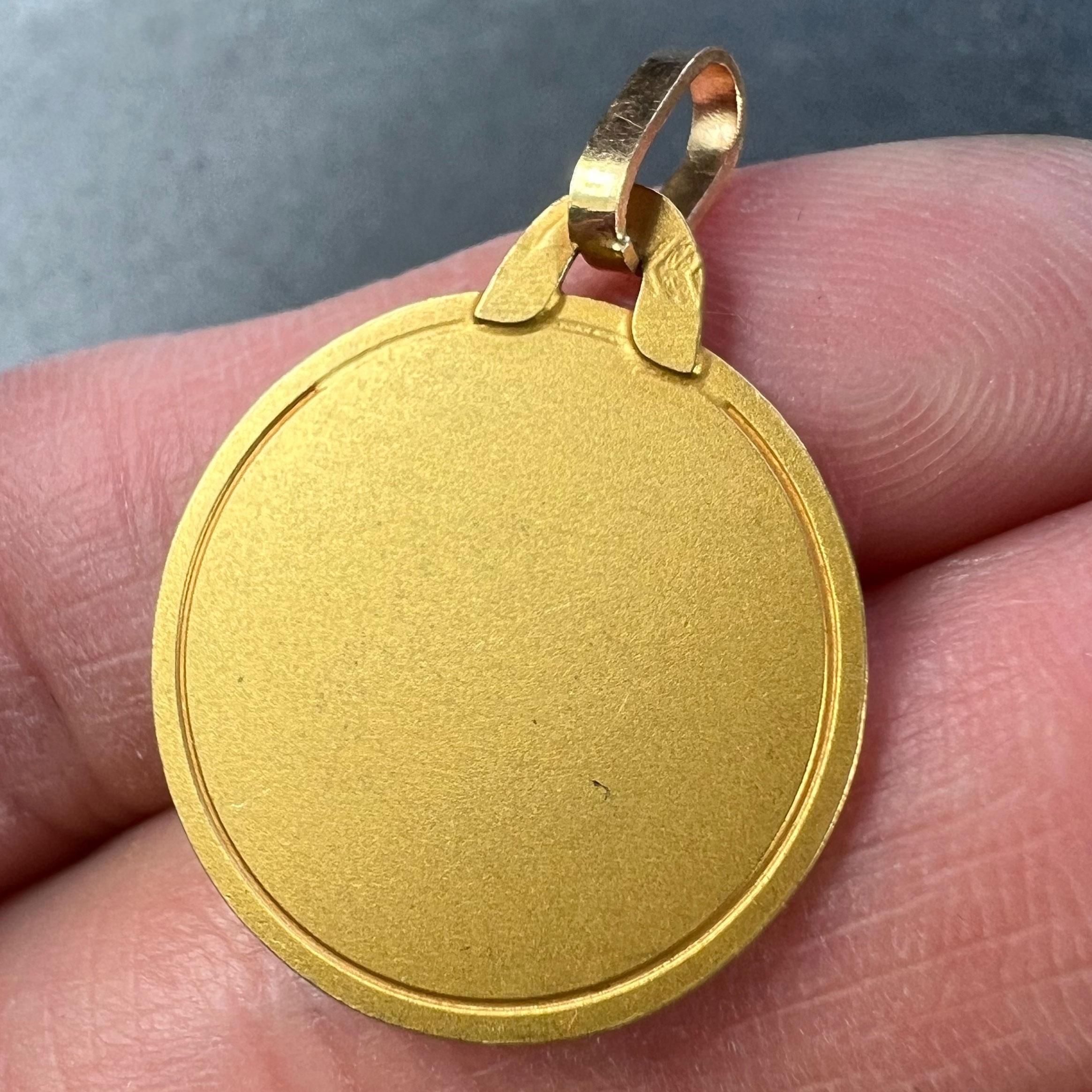 French Dropsy Virgin Mary 18K Yellow Gold Religious Medal Pendant 4