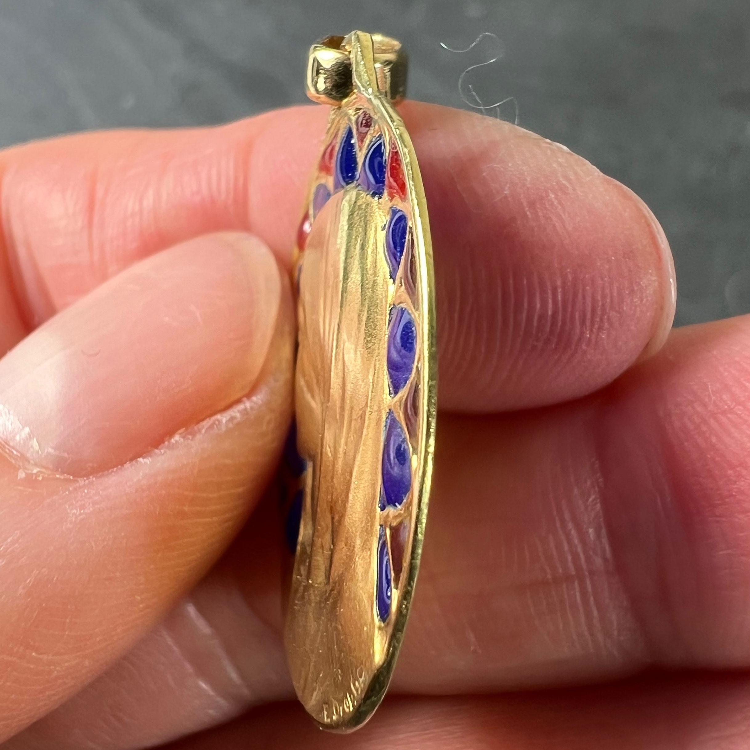 French Dropsy Virgin Mary Plique A Jour Enamel 18K Yellow Gold Pendant Medal For Sale 6