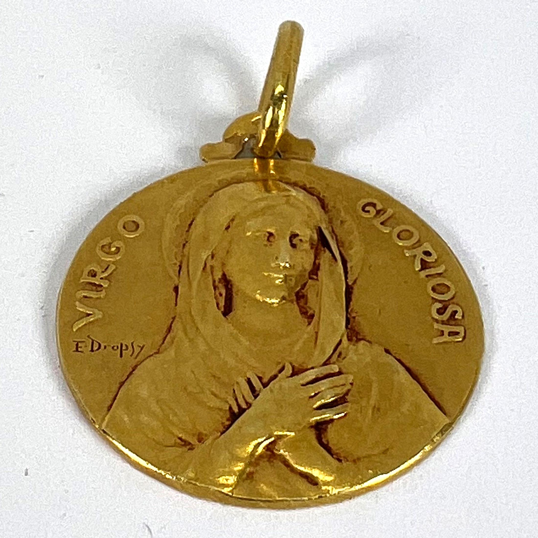 Colgante Medalla de la Virgen María de Oro Amarillo de 18 quilates Virgo Gloriosa Francesa en venta 9