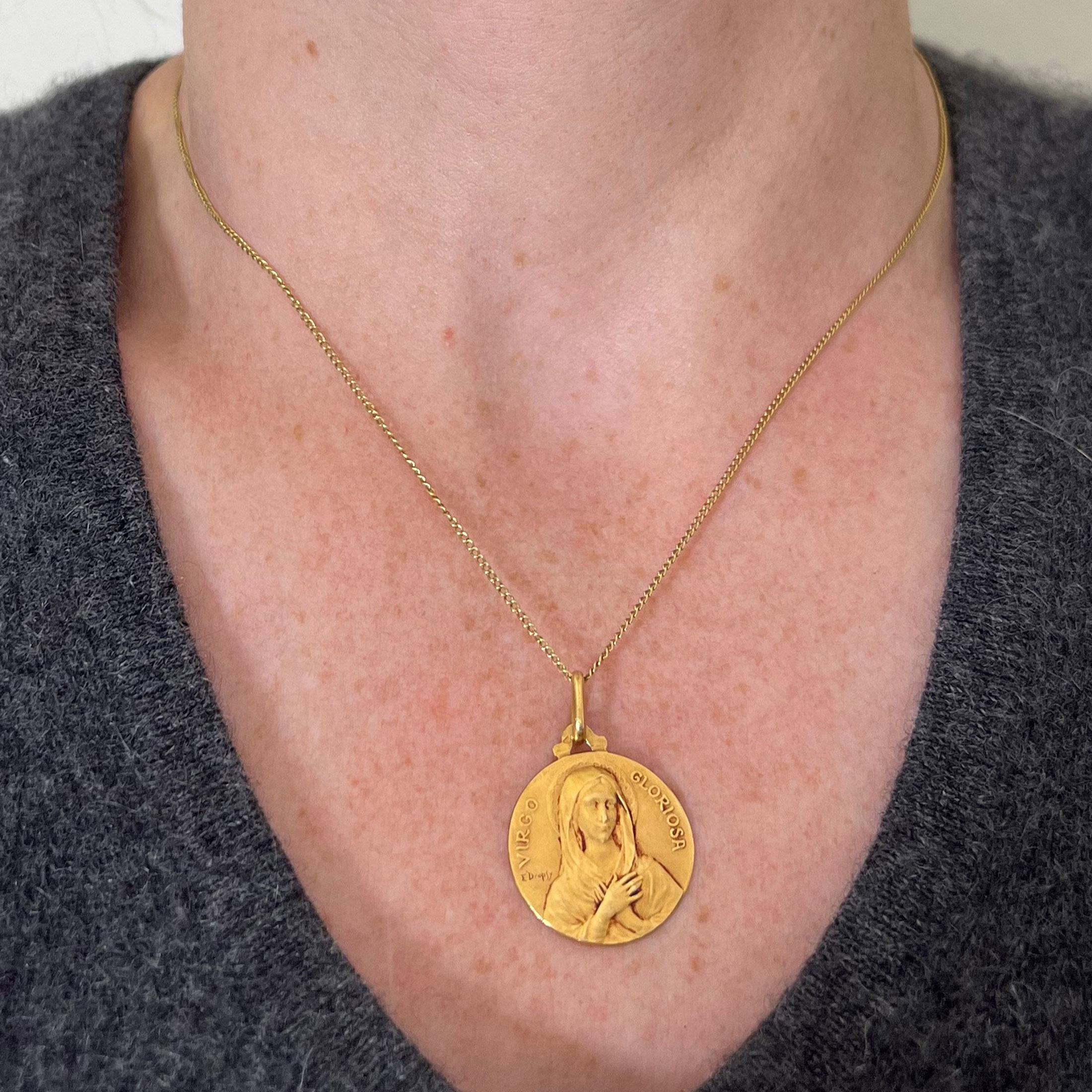 De las mujeres Colgante Medalla de la Virgen María de Oro Amarillo de 18 quilates Virgo Gloriosa Francesa en venta
