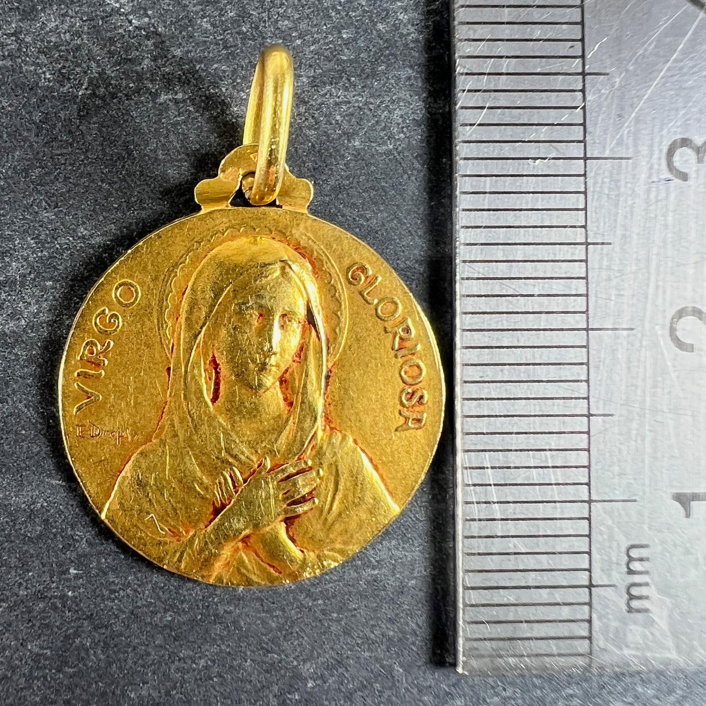 Colgante Medalla de la Virgen María de Oro Amarillo de 18 quilates Virgo Gloriosa Francesa en venta 5
