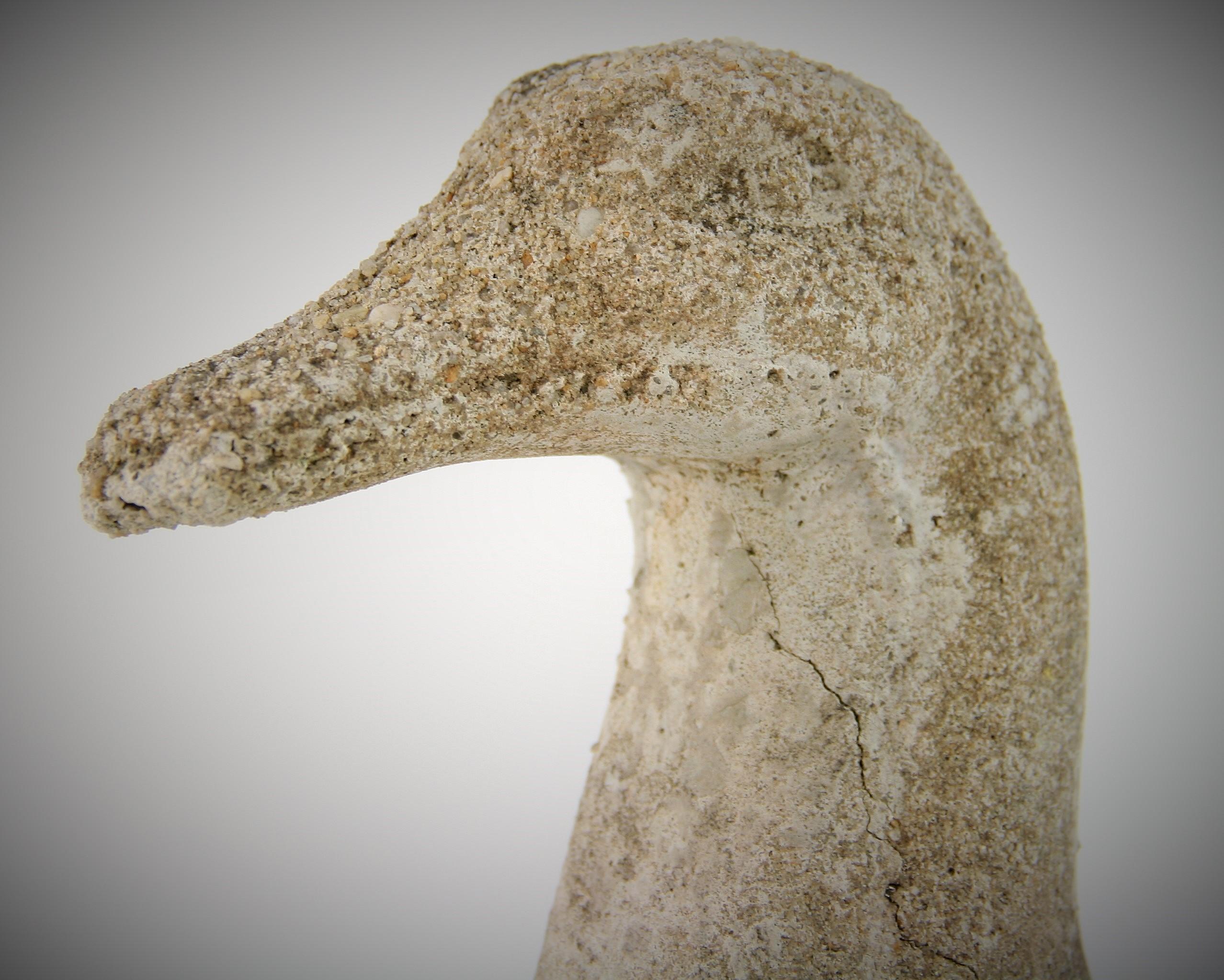 Carved Stone French Duck Garden Ornament, circa 1940 In Good Condition In Douglas Manor, NY