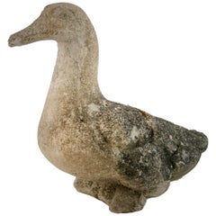 Carved Stone French Duck Garden Ornament, circa 1940