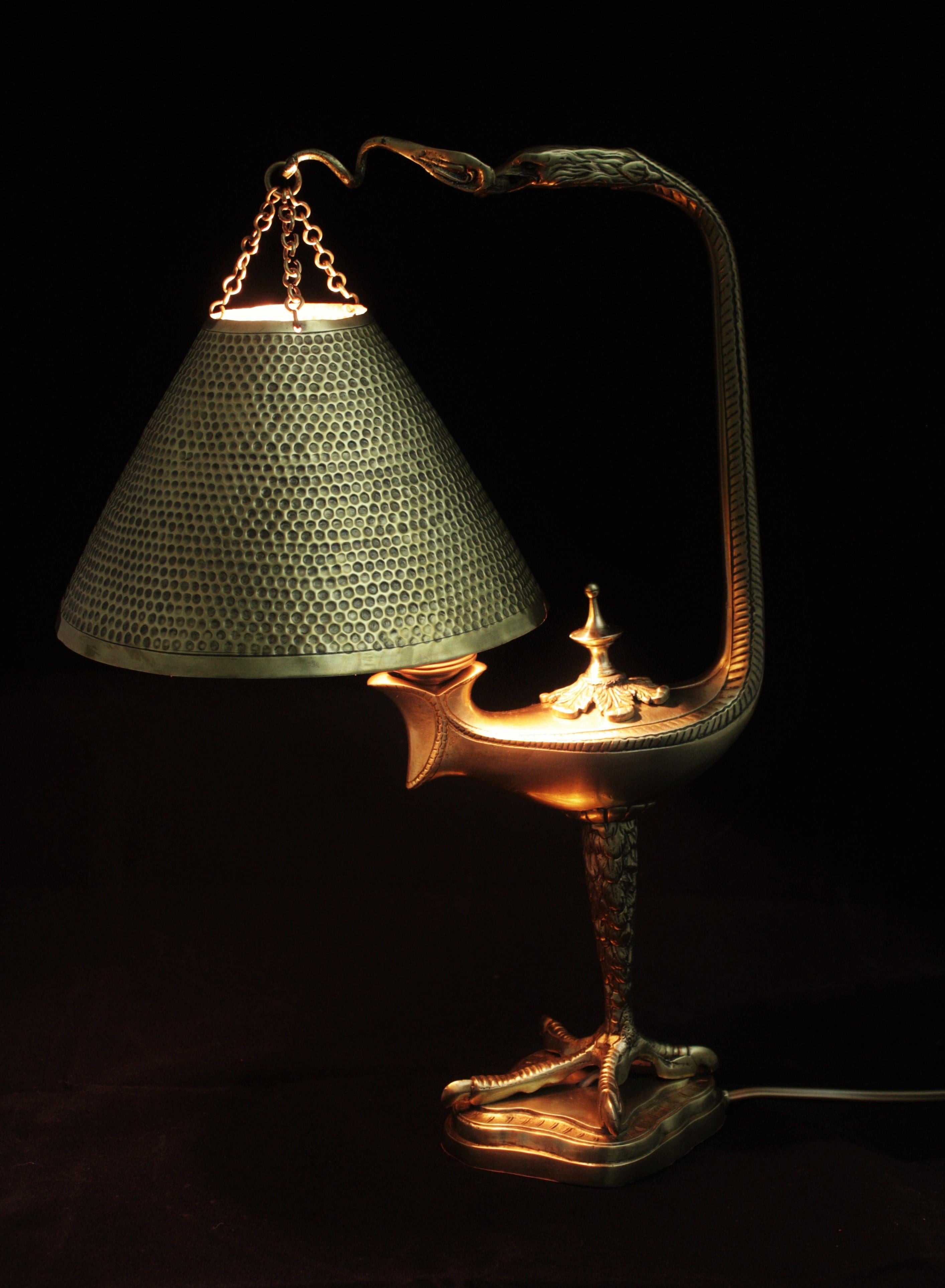 French Eagle Table Lamp in Brass,  Muller Frères Style 8