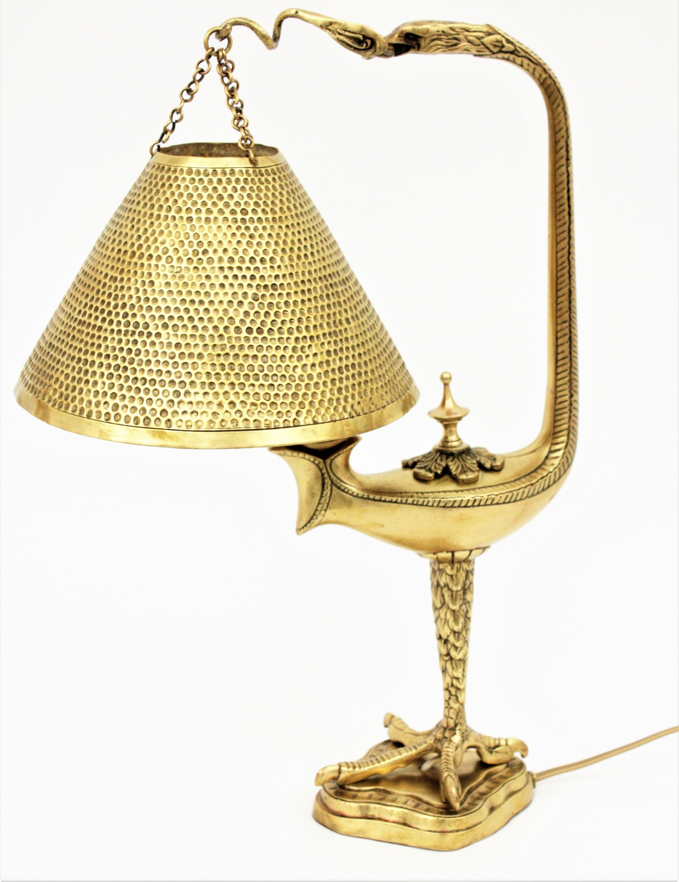 French Eagle Table Lamp in Brass,  Muller Frères Style In Good Condition In Barcelona, ES