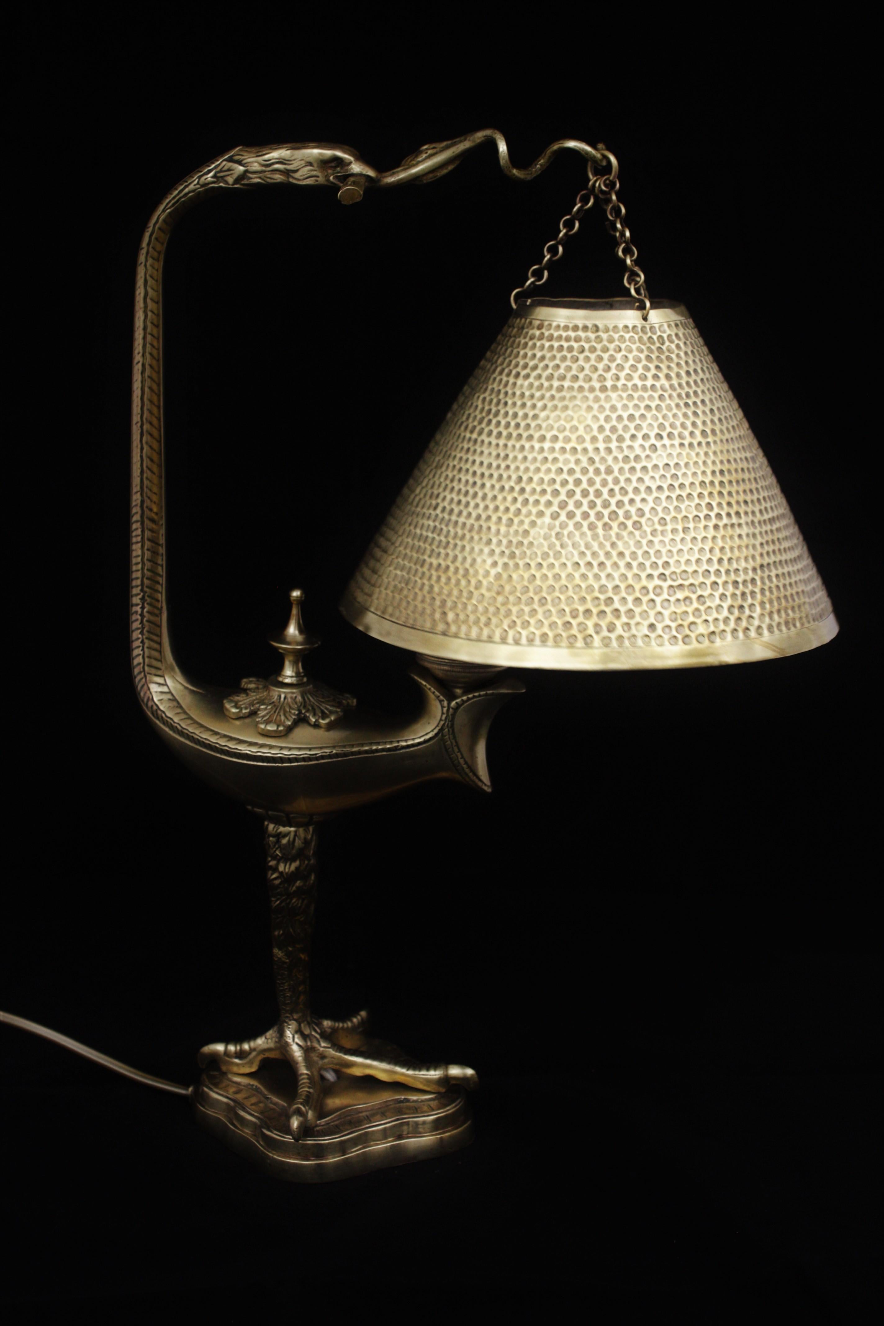 French Eagle Table Lamp in Brass,  Muller Frères Style 1