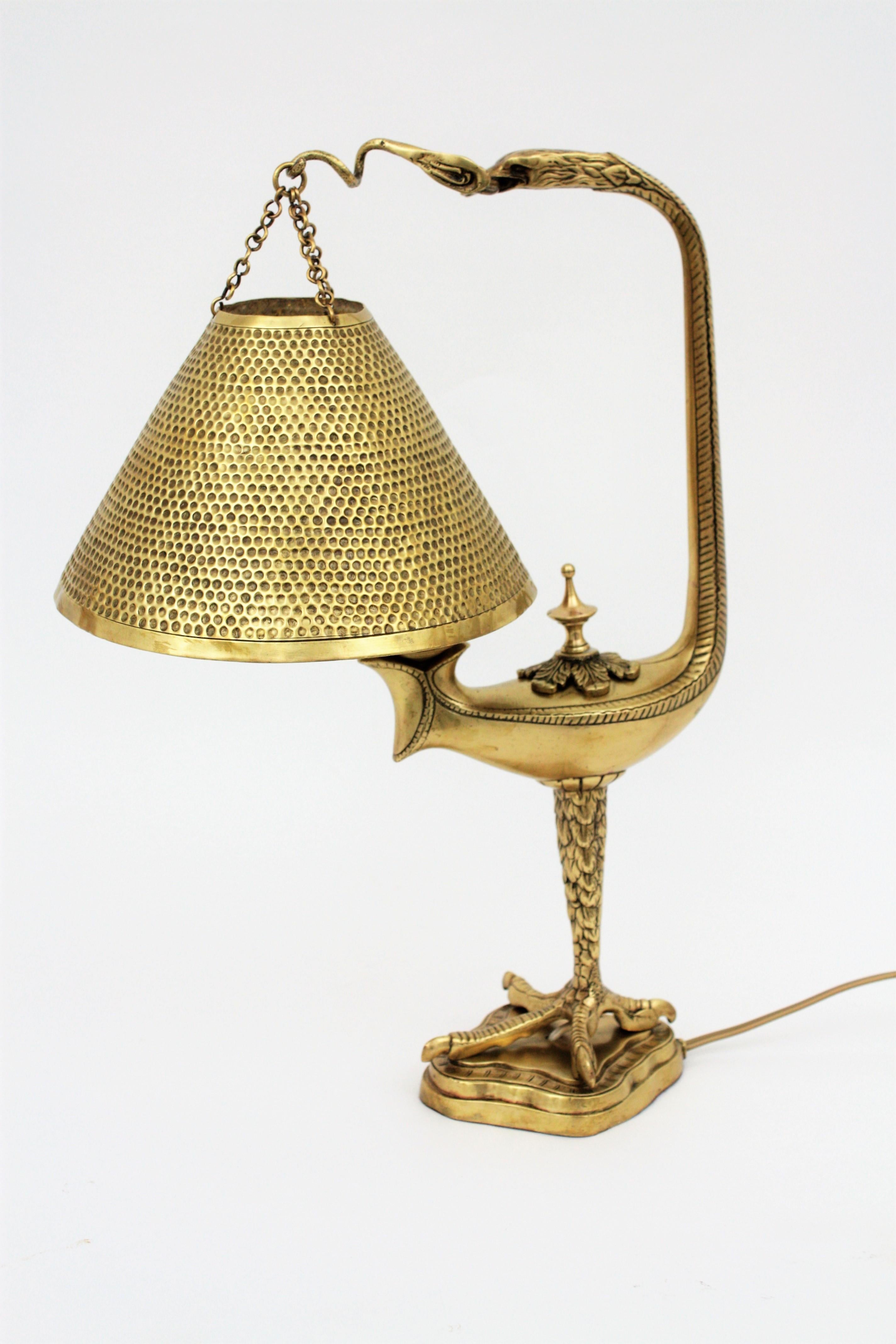 French Eagle Table Lamp in Brass,  Muller Frères Style 3