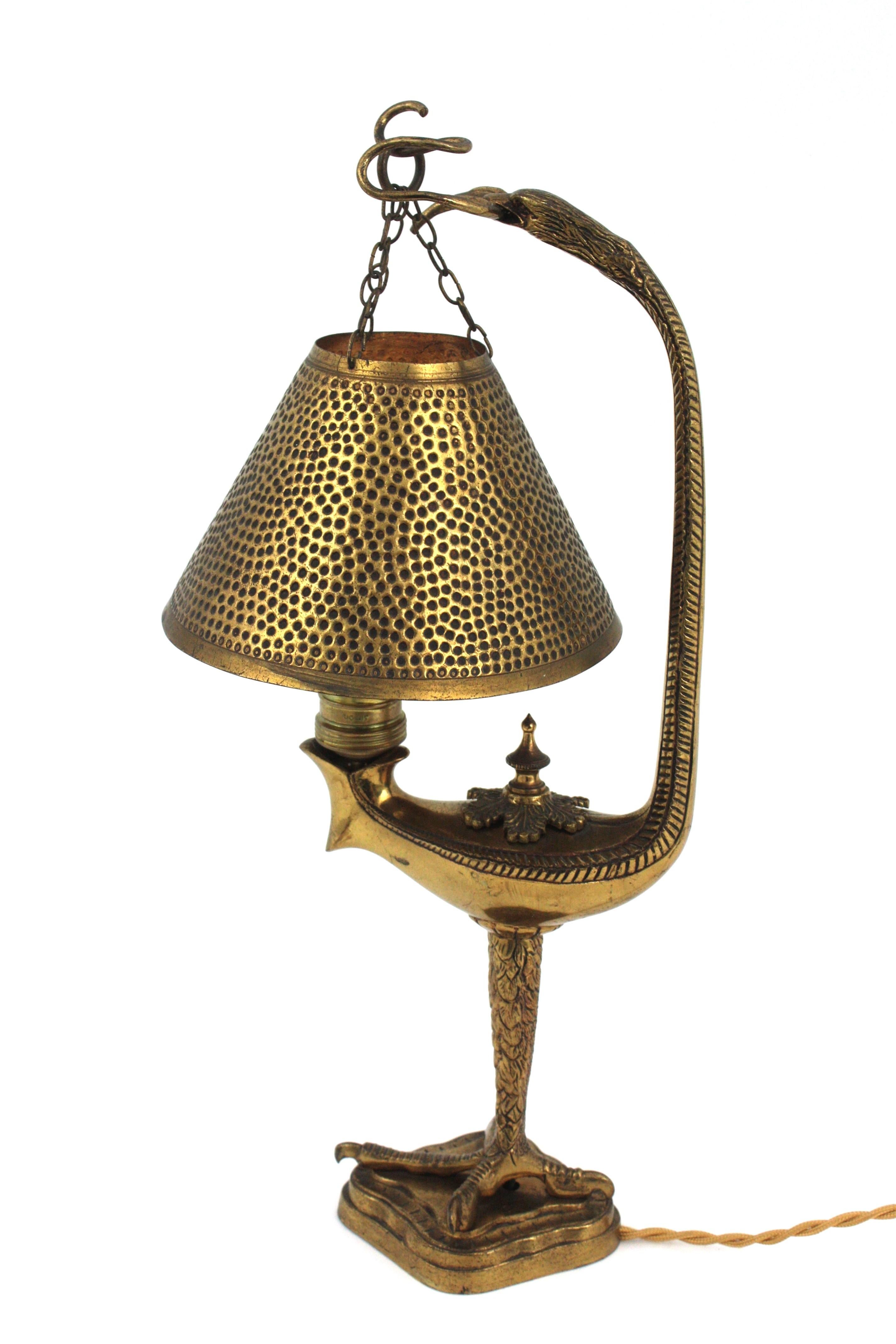 French Eagle Table Lamp in Brass, Muller Frères Style For Sale 6