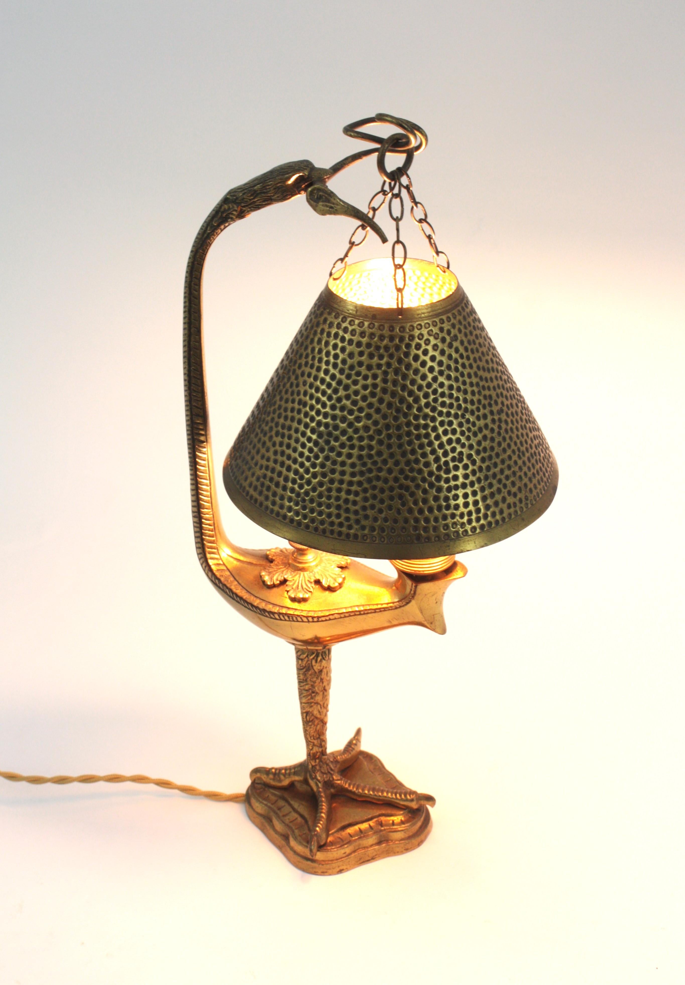 French Eagle Table Lamp in Brass, Muller Frères Style For Sale 9