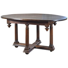 Table de centre de table ou de salle à manger ovale Henry IV du début du 17ème siècle en noyer français