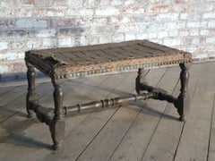 French Early 18th Century Baroque Walnut Bench / Footstool