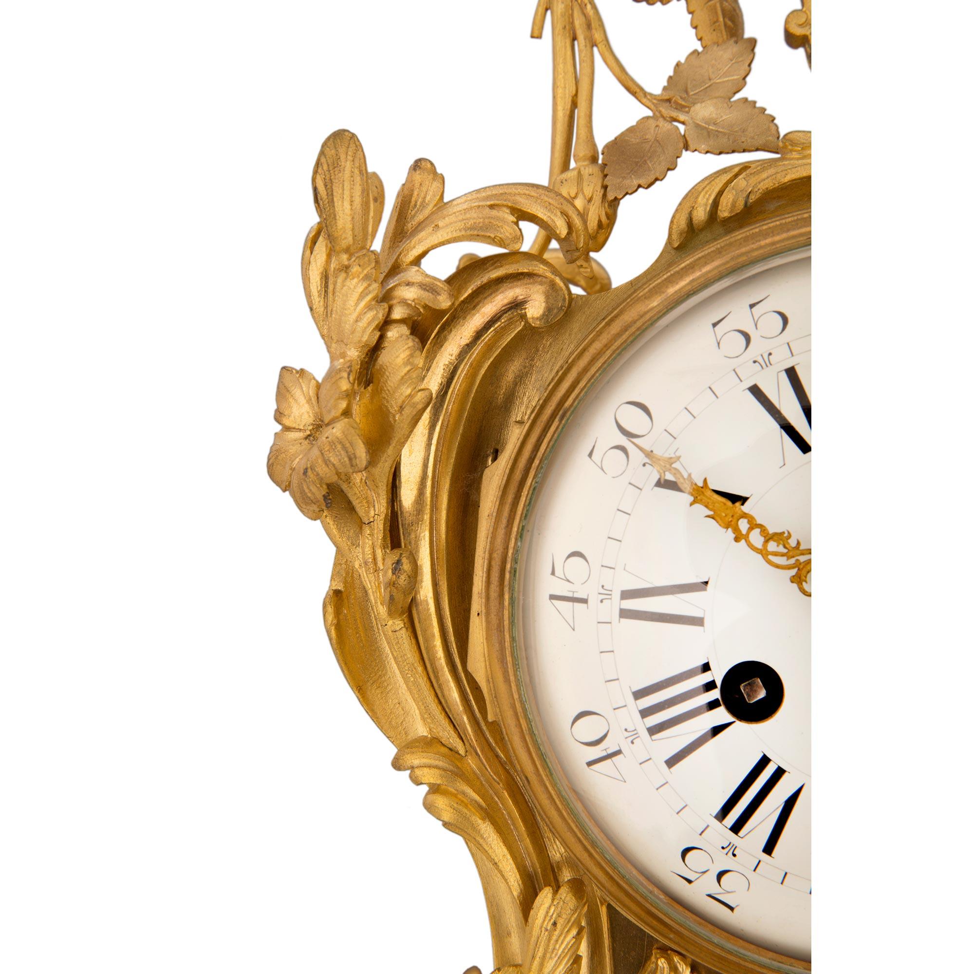 18th Century and Earlier French Early 18th Century Louis XV Period Ormolu Clock For Sale