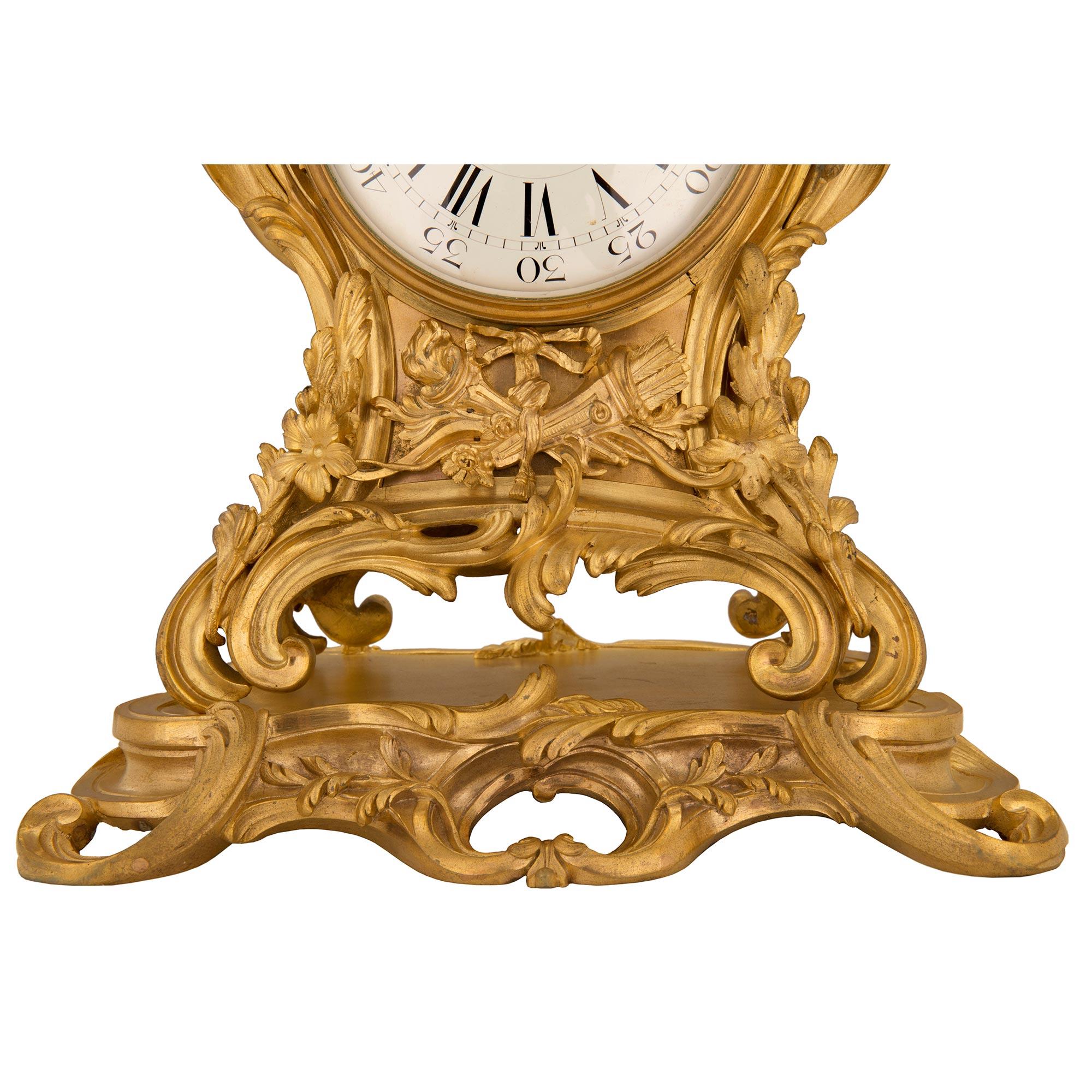 French Early 18th Century Louis XV Period Ormolu Clock For Sale 1