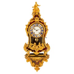 French Early 18th Century Louis XV Period Tortoise Shell and Ormolu Cartel Clock
